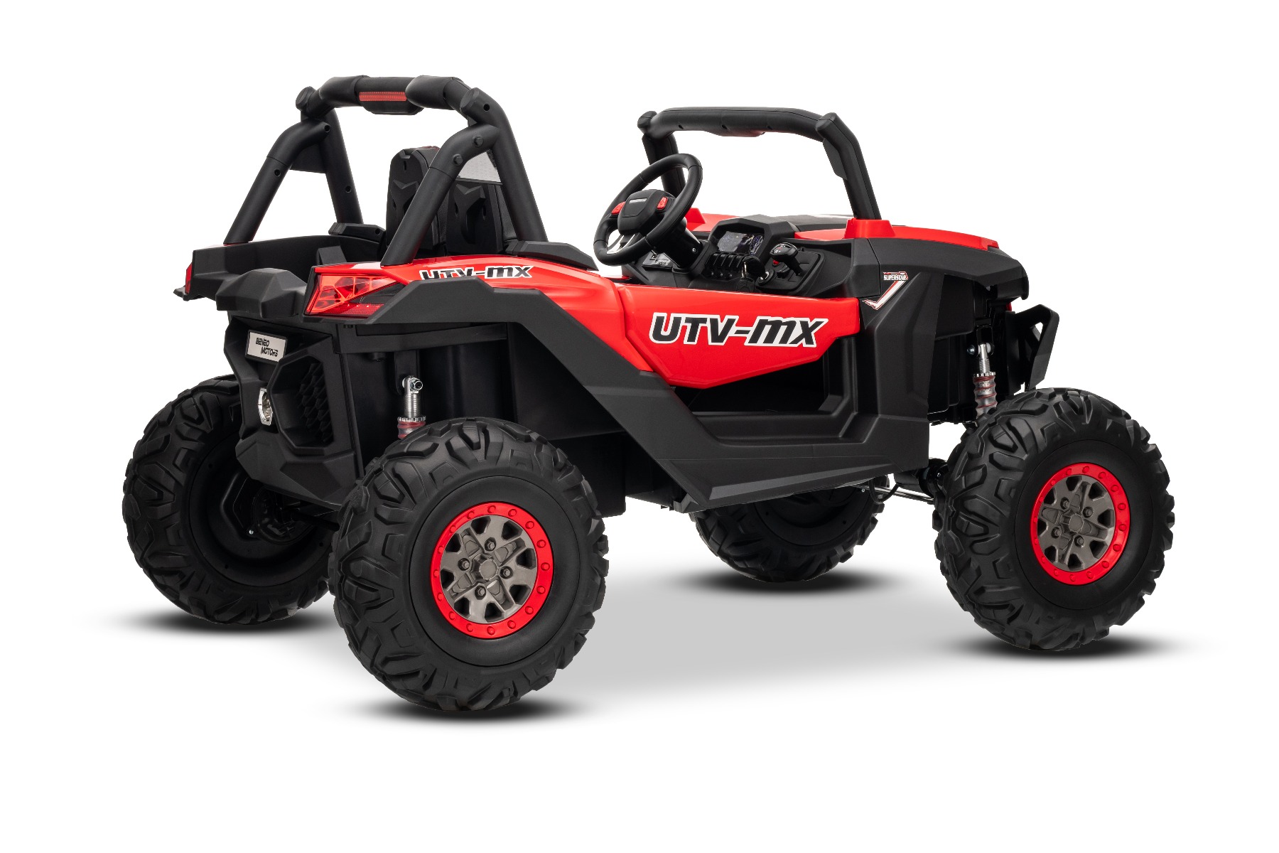 Mașinuță electrică de jucărie NEW RSX 24V, roșu, tracțiune 4x4, baterie litiu, roți EVA, suspensii, scaun din piele artificială cu două locuri, telecomandă, player MP3 cu intrare USB/AUX - imagine 15