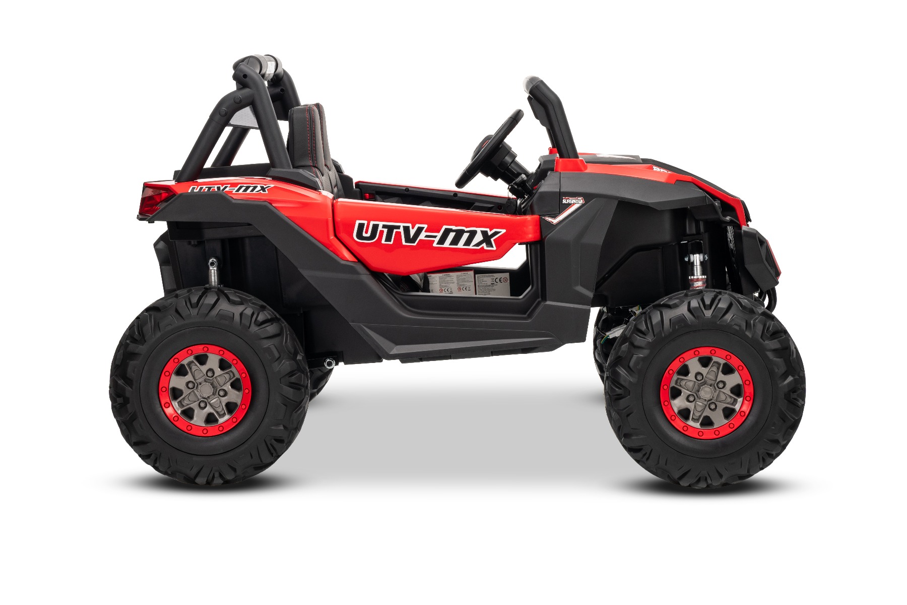 Mașinuță electrică de jucărie NEW RSX 24V, roșu, tracțiune 4x4, baterie litiu, roți EVA, suspensii, scaun din piele artificială cu două locuri, telecomandă, player MP3 cu intrare USB/AUX - imagine 17