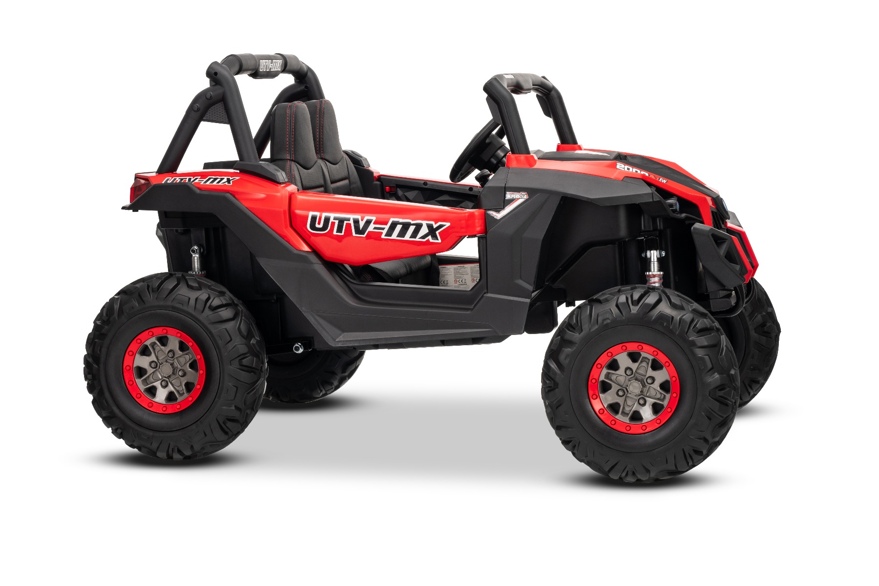 Mașinuță electrică de jucărie NEW RSX 24V, roșu, tracțiune 4x4, baterie litiu, roți EVA, suspensii, scaun din piele artificială cu două locuri, telecomandă, player MP3 cu intrare USB/AUX - imagine 18