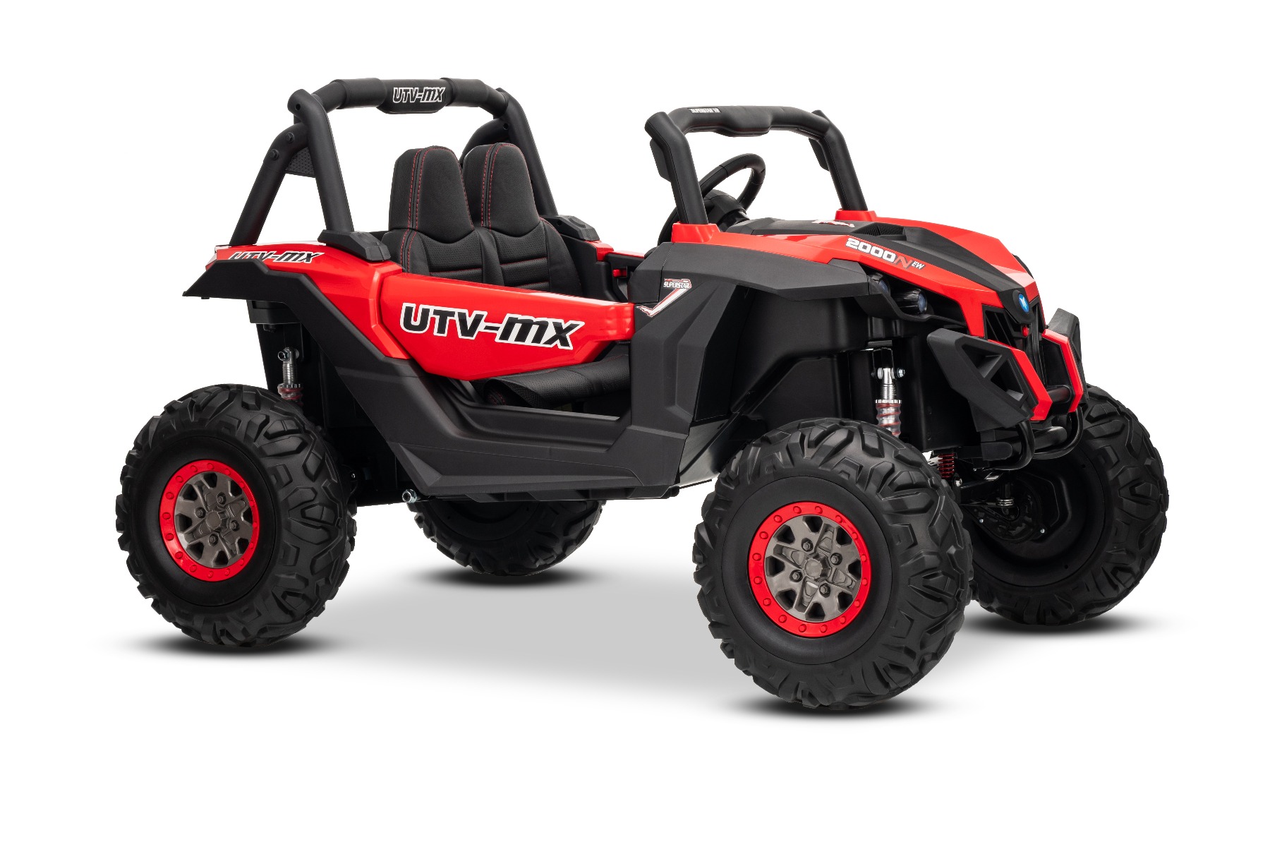 Mașinuță electrică de jucărie NEW RSX 24V, roșu, tracțiune 4x4, baterie litiu, roți EVA, suspensii, scaun din piele artificială cu două locuri, telecomandă, player MP3 cu intrare USB/AUX - imagine 19