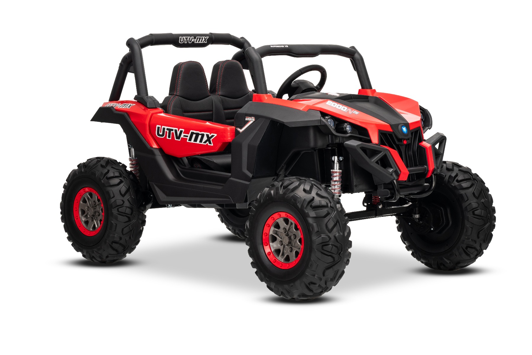 Mașinuță electrică de jucărie NEW RSX 24V, roșu, tracțiune 4x4, baterie litiu, roți EVA, suspensii, scaun din piele artificială cu două locuri, telecomandă, player MP3 cu intrare USB/AUX - imagine 20