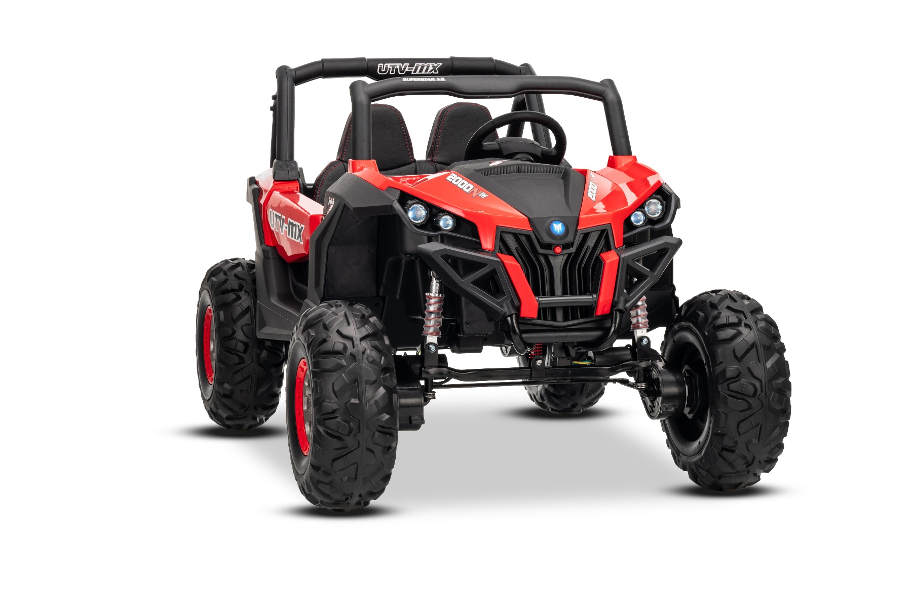 Mașinuță electrică de jucărie NEW RSX 24V, roșu, tracțiune 4x4, baterie litiu, roți EVA, suspensii, scaun din piele artificială cu două locuri, telecomandă, player MP3 cu intrare USB/AUX - imagine 22