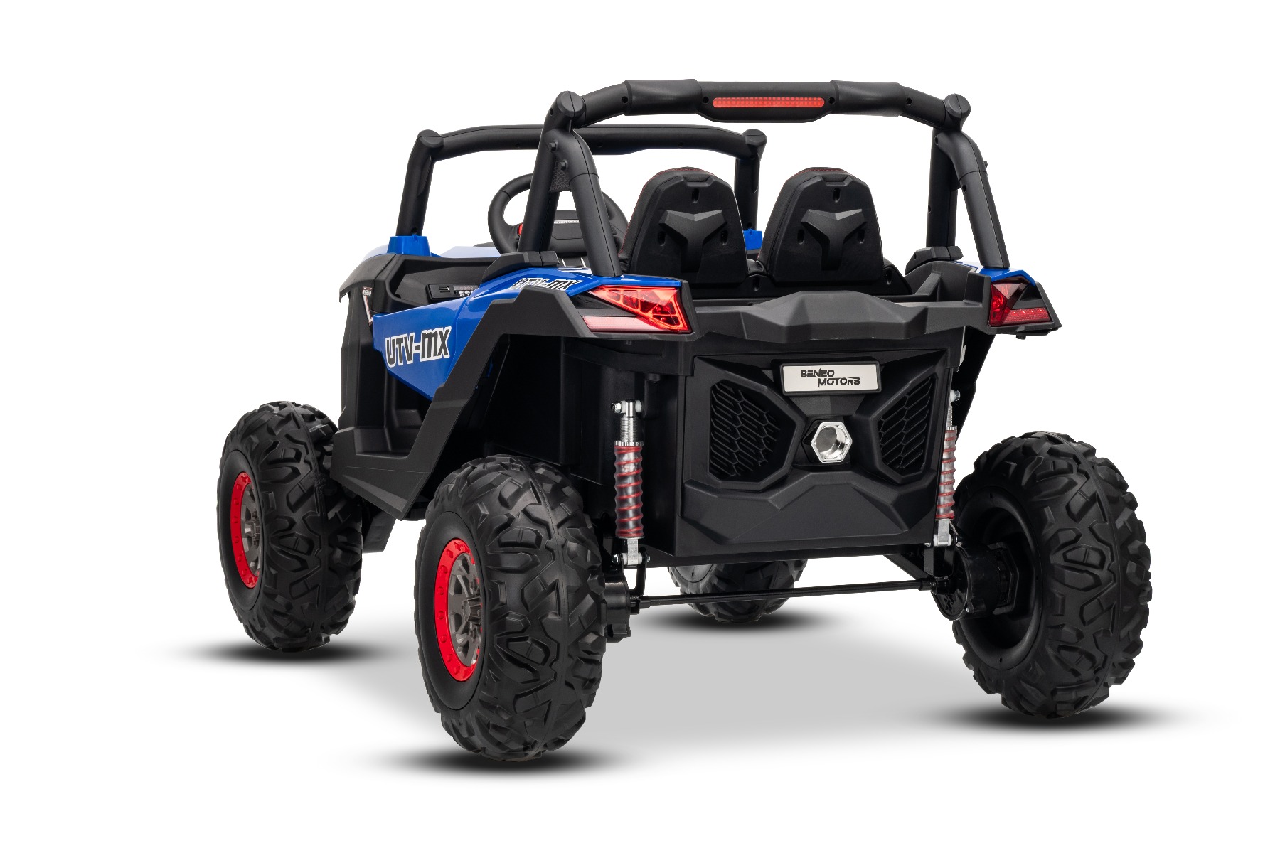 Mașinuță electrică de jucărie NEW RSX 24V, albastru, tracțiune 4x4, baterie litiu, roți EVA, suspensii, scaun din piele artificială cu două locuri, telecomandă, player MP3 cu intrare USB/AUX - imagine 11