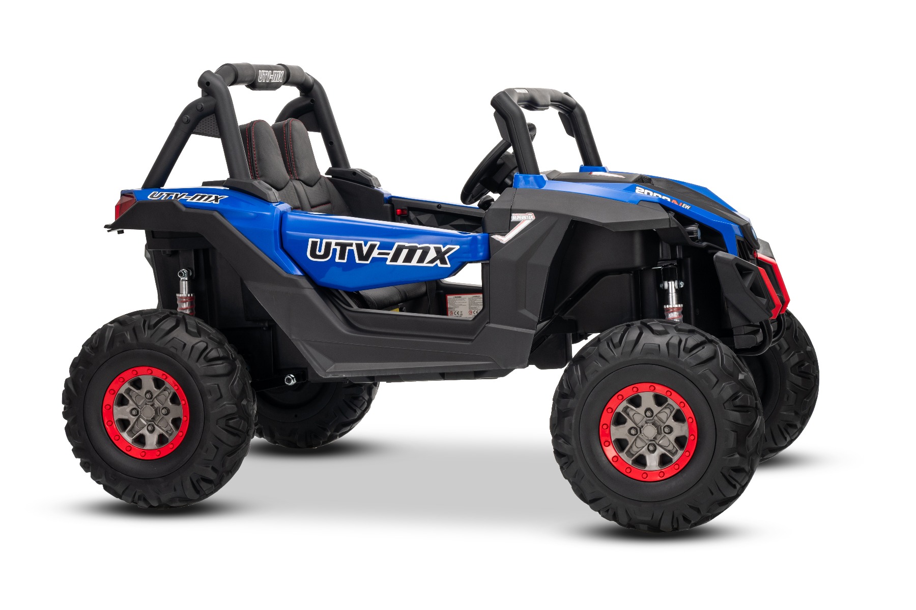 Mașinuță electrică de jucărie NEW RSX 24V, albastru, tracțiune 4x4, baterie litiu, roți EVA, suspensii, scaun din piele artificială cu două locuri, telecomandă, player MP3 cu intrare USB/AUX - imagine 19