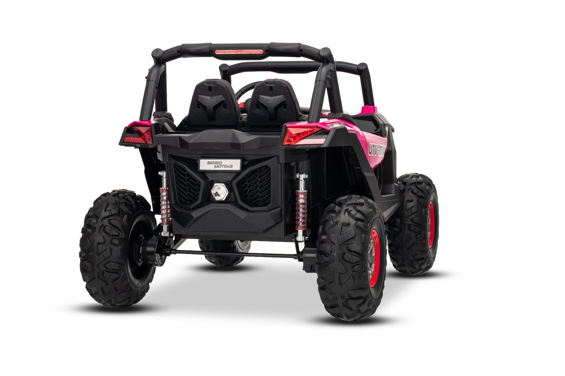 Mașinuță electrică de jucărie NEW RSX 24V, roz, tracțiune 4x4, baterie litiu, roți EVA, suspensii, scaun din piele artificială cu două locuri, telecomandă, player MP3 cu intrare USB/AUX - imagine 13