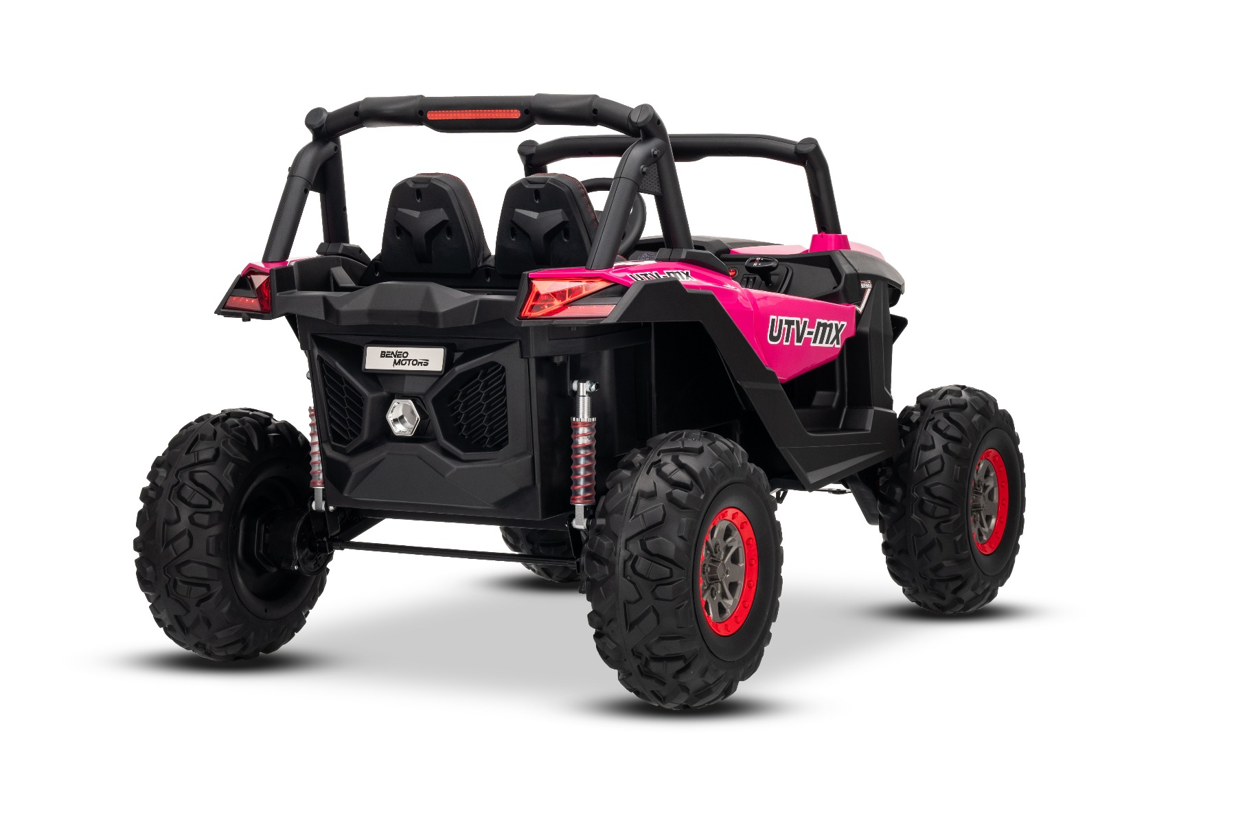 Mașinuță electrică de jucărie NEW RSX 24V, roz, tracțiune 4x4, baterie litiu, roți EVA, suspensii, scaun din piele artificială cu două locuri, telecomandă, player MP3 cu intrare USB/AUX - imagine 14