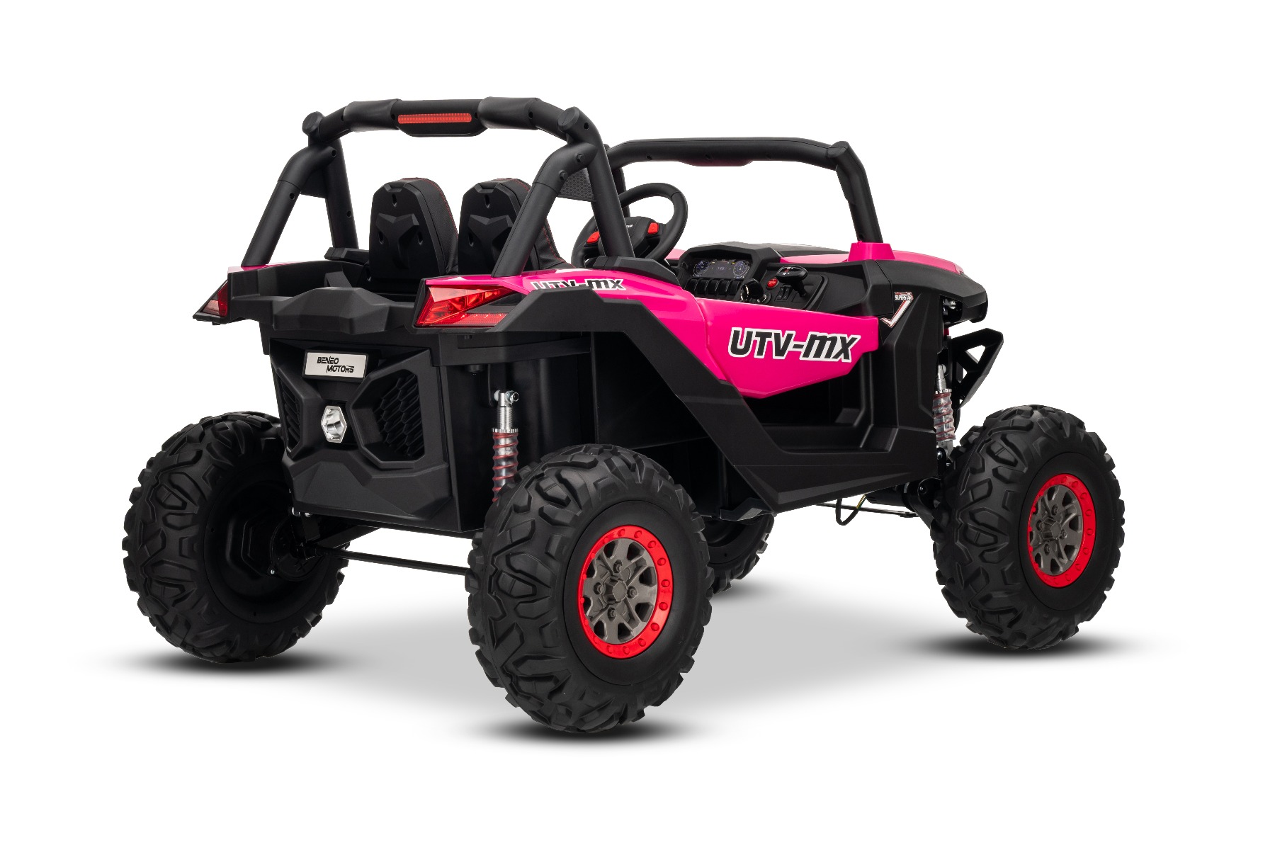 Mașinuță electrică de jucărie NEW RSX 24V, roz, tracțiune 4x4, baterie litiu, roți EVA, suspensii, scaun din piele artificială cu două locuri, telecomandă, player MP3 cu intrare USB/AUX - imagine 15