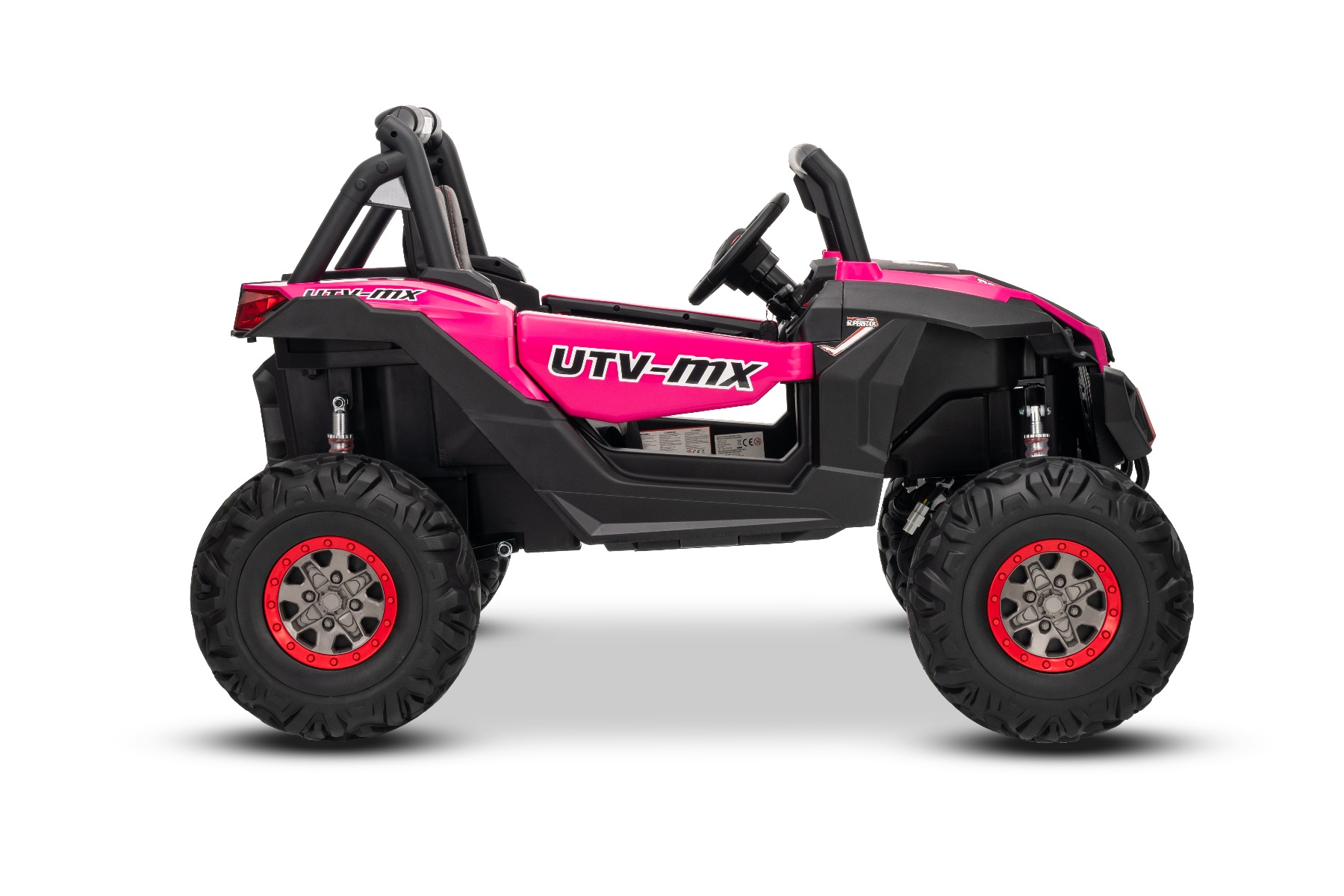 Mașinuță electrică de jucărie NEW RSX 24V, roz, tracțiune 4x4, baterie litiu, roți EVA, suspensii, scaun din piele artificială cu două locuri, telecomandă, player MP3 cu intrare USB/AUX - imagine 18