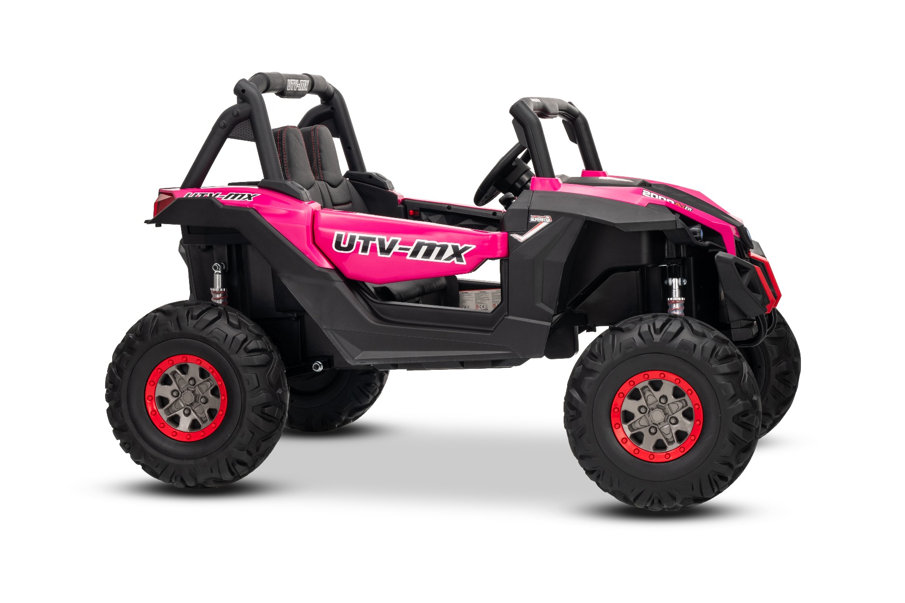 Mașinuță electrică de jucărie NEW RSX 24V, roz, tracțiune 4x4, baterie litiu, roți EVA, suspensii, scaun din piele artificială cu două locuri, telecomandă, player MP3 cu intrare USB/AUX - imagine 19