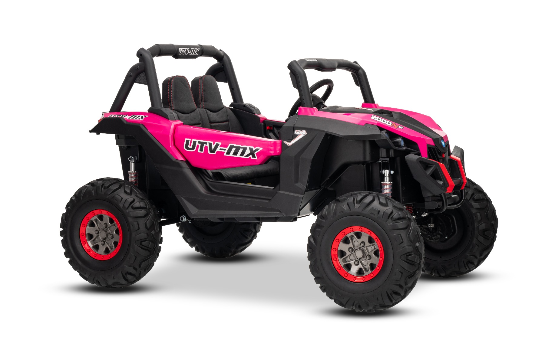 Mașinuță electrică de jucărie NEW RSX 24V, roz, tracțiune 4x4, baterie litiu, roți EVA, suspensii, scaun din piele artificială cu două locuri, telecomandă, player MP3 cu intrare USB/AUX - imagine 20