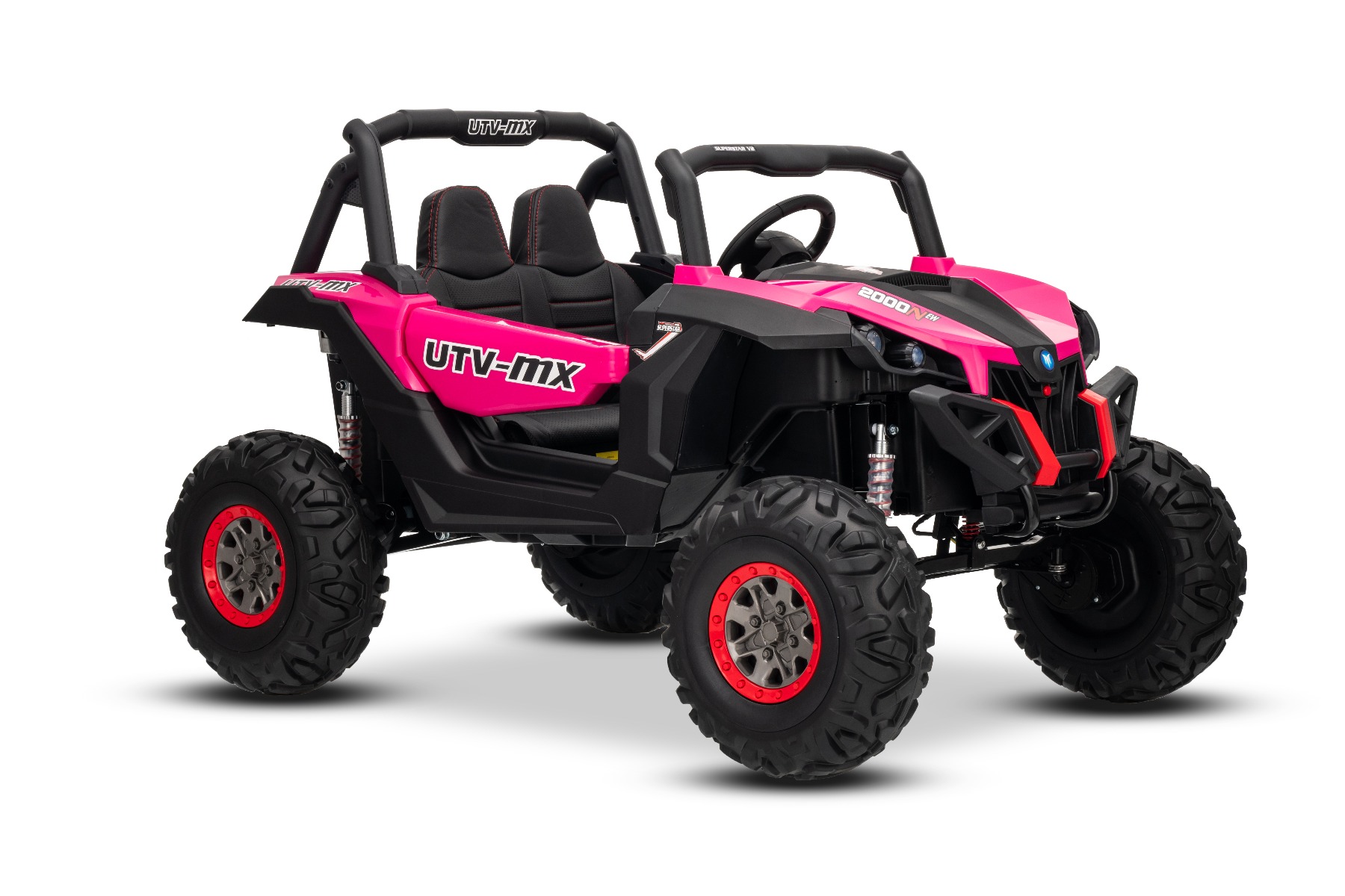Mașinuță electrică de jucărie NEW RSX 24V, roz, tracțiune 4x4, baterie litiu, roți EVA, suspensii, scaun din piele artificială cu două locuri, telecomandă, player MP3 cu intrare USB/AUX - imagine 21