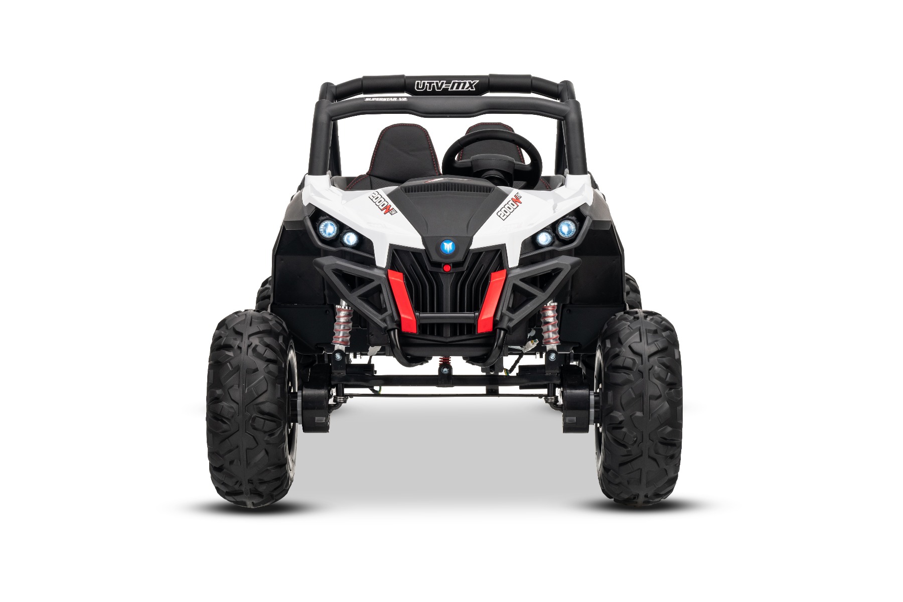 Mașinuță electrică de jucărie NEW RSX 24V, alb, tracțiune 4x4, baterie litiu, roți EVA, suspensii, scaun din piele artificială cu două locuri, telecomandă, player MP3 cu intrare USB/AUX - imagine 16