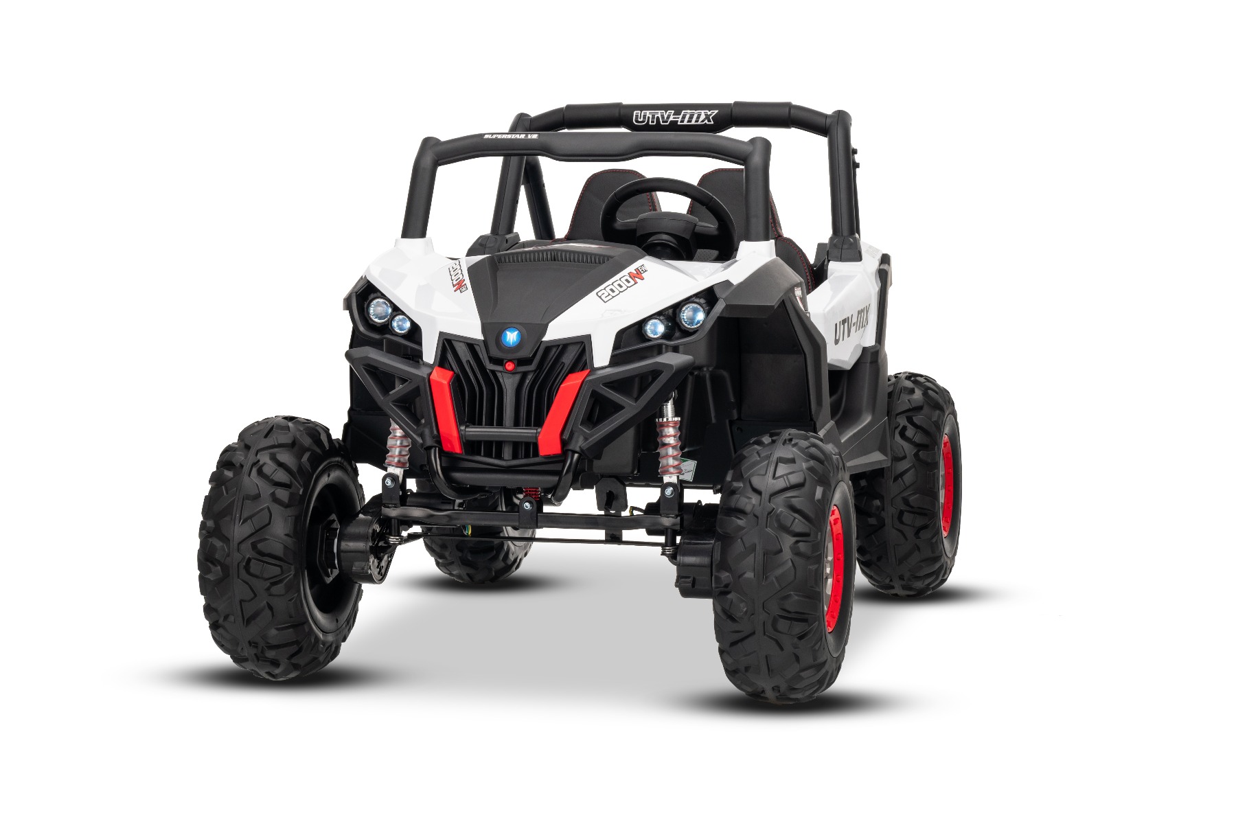 Mașinuță electrică de jucărie NEW RSX 24V, alb, tracțiune 4x4, baterie litiu, roți EVA, suspensii, scaun din piele artificială cu două locuri, telecomandă, player MP3 cu intrare USB/AUX - imagine 17
