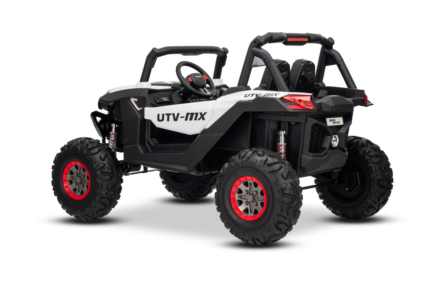 Mașinuță electrică de jucărie NEW RSX 24V, alb, tracțiune 4x4, baterie litiu, roți EVA, suspensii, scaun din piele artificială cu două locuri, telecomandă, player MP3 cu intrare USB/AUX - imagine 22