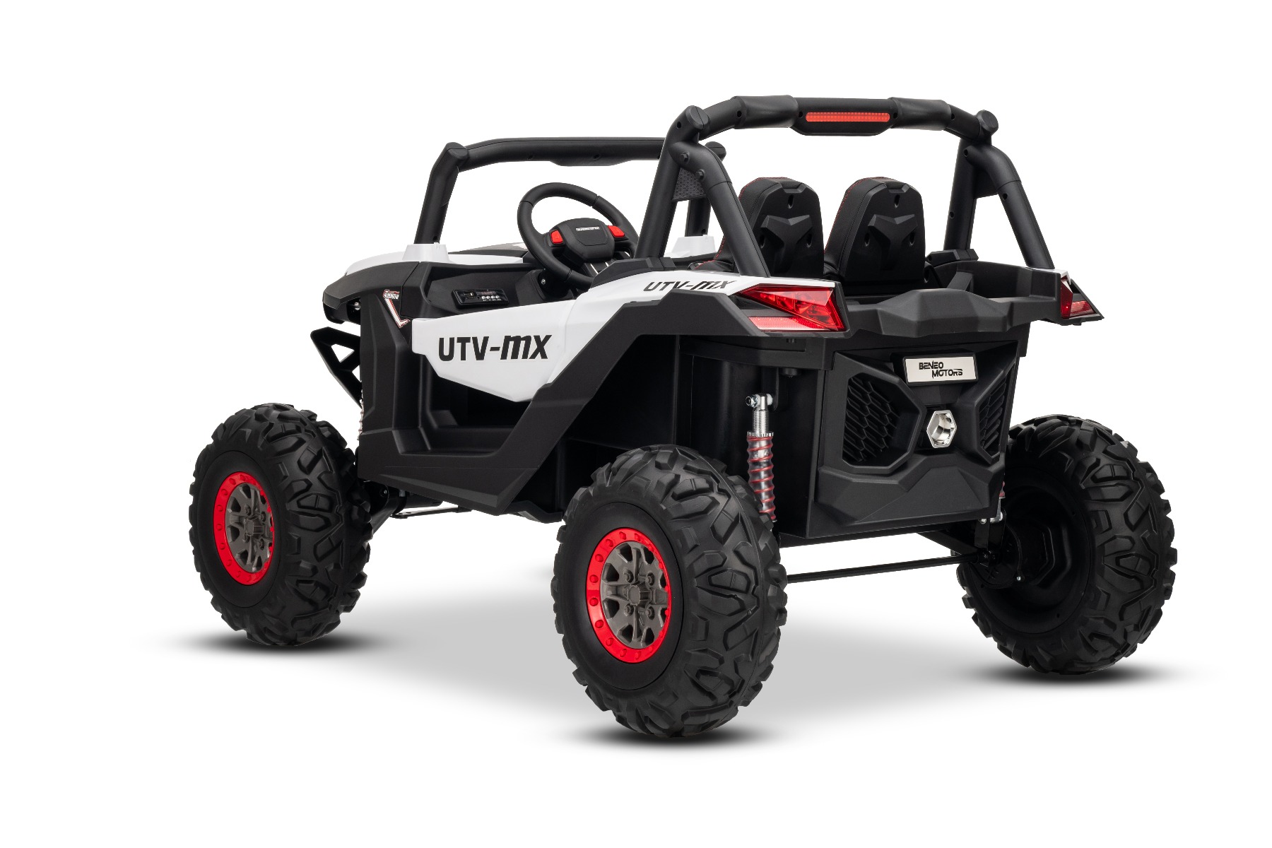Mașinuță electrică de jucărie NEW RSX 24V, alb, tracțiune 4x4, baterie litiu, roți EVA, suspensii, scaun din piele artificială cu două locuri, telecomandă, player MP3 cu intrare USB/AUX - imagine 23