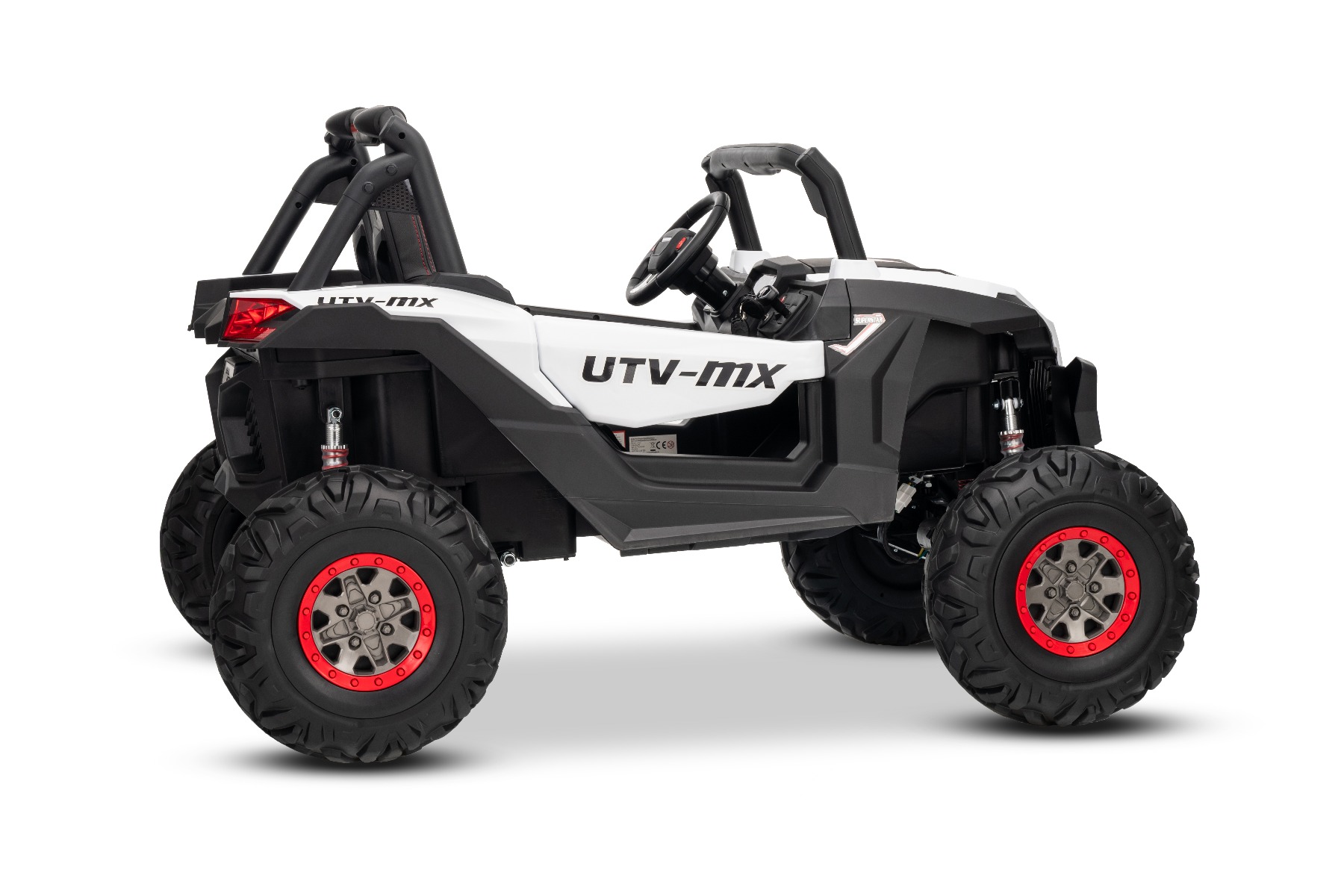 Mașinuță electrică de jucărie NEW RSX 24V, alb, tracțiune 4x4, baterie litiu, roți EVA, suspensii, scaun din piele artificială cu două locuri, telecomandă, player MP3 cu intrare USB/AUX - imagine 30