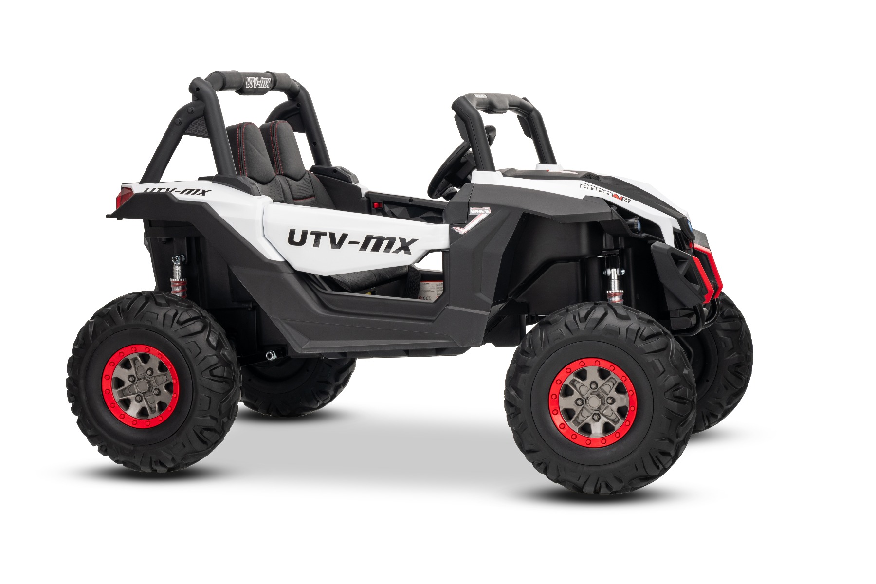 Mașinuță electrică de jucărie NEW RSX 24V, alb, tracțiune 4x4, baterie litiu, roți EVA, suspensii, scaun din piele artificială cu două locuri, telecomandă, player MP3 cu intrare USB/AUX - imagine 32
