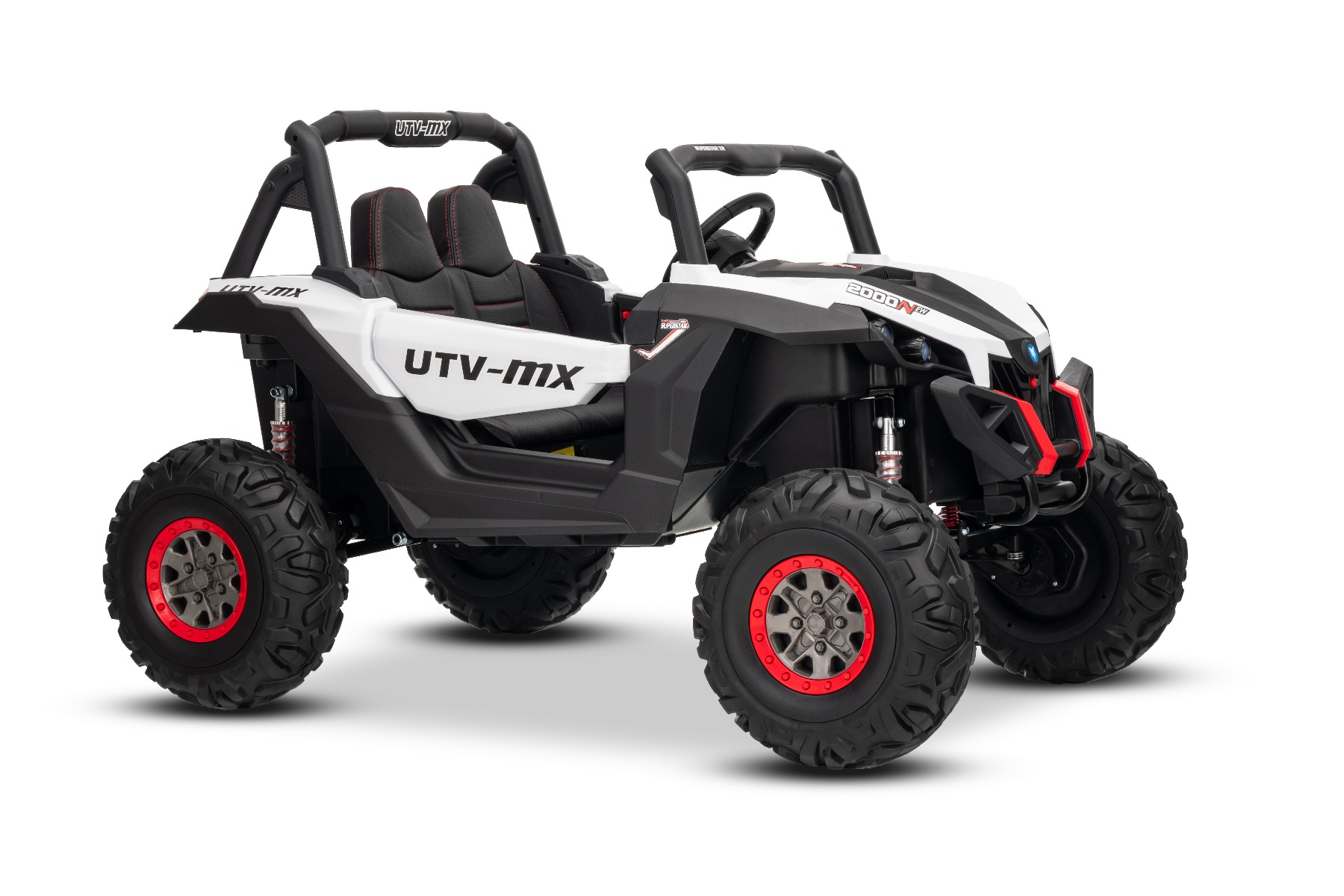 Mașinuță electrică de jucărie NEW RSX 24V, alb, tracțiune 4x4, baterie litiu, roți EVA, suspensii, scaun din piele artificială cu două locuri, telecomandă, player MP3 cu intrare USB/AUX - imagine 33