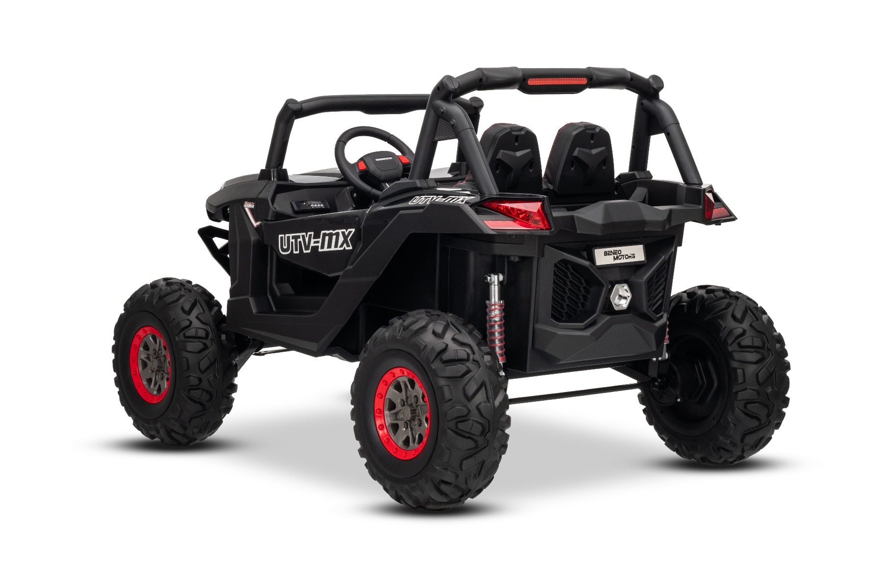 Mașinuță electrică de jucărie NEW RSX 24V, negru, tracțiune 4x4, baterie litiu, roți EVA, suspensii, scaun din piele artificială cu două locuri, telecomandă, player MP3 cu intrare USB/AUX - imagine 17