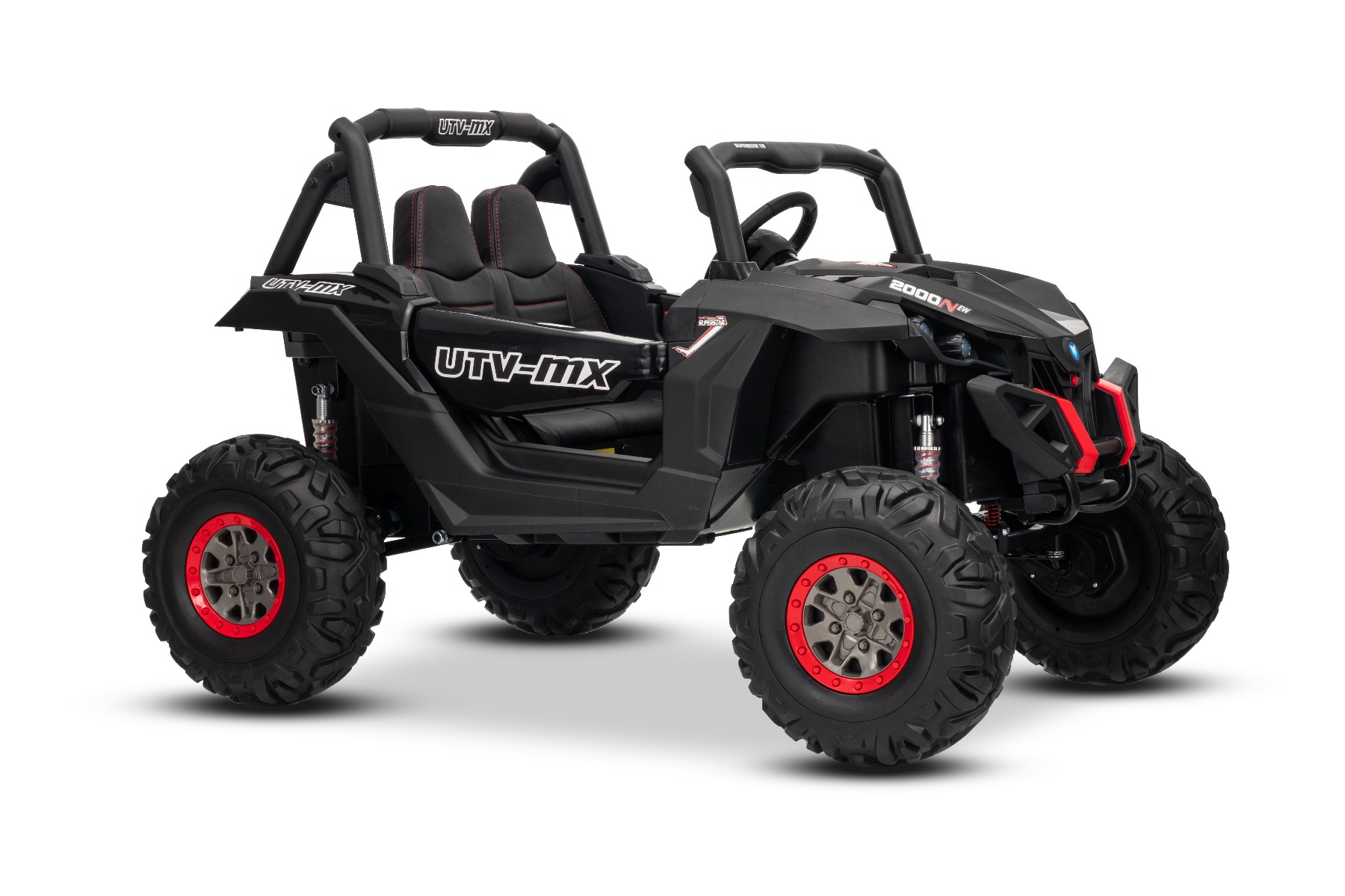 Mașinuță electrică de jucărie NEW RSX 24V, negru, tracțiune 4x4, baterie litiu, roți EVA, suspensii, scaun din piele artificială cu două locuri, telecomandă, player MP3 cu intrare USB/AUX - imagine 27