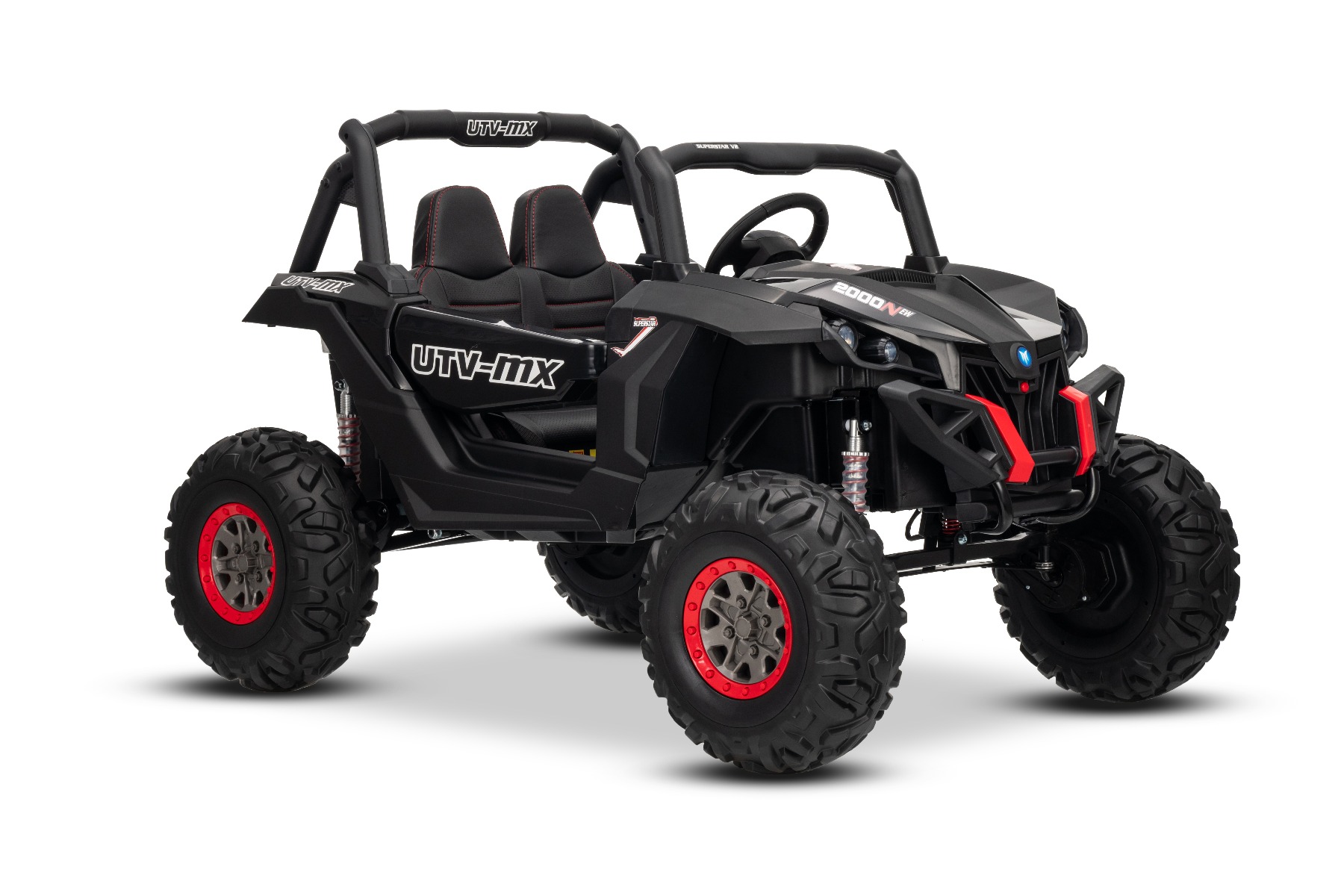 Mașinuță electrică de jucărie NEW RSX 24V, negru, tracțiune 4x4, baterie litiu, roți EVA, suspensii, scaun din piele artificială cu două locuri, telecomandă, player MP3 cu intrare USB/AUX - imagine 28