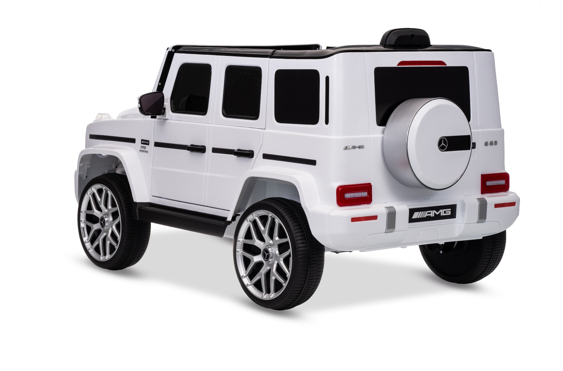 Mașinuță electrică Mercedes G63 12V, alb, scaun individual, suspensii față/spate, baterie litiu, telecomandă 2.4 GHz, 2XMOTOR, USB, Bluetooth, licență ORIGINALĂ - imagine 8