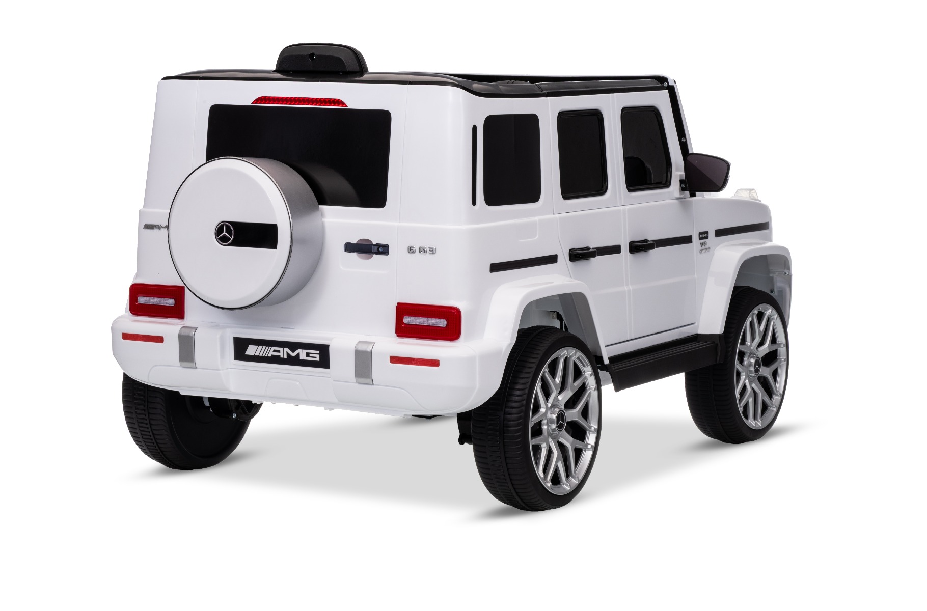 Mașinuță electrică Mercedes G63 12V, alb, scaun individual, suspensii față/spate, baterie litiu, telecomandă 2.4 GHz, 2XMOTOR, USB, Bluetooth, licență ORIGINALĂ - imagine 14