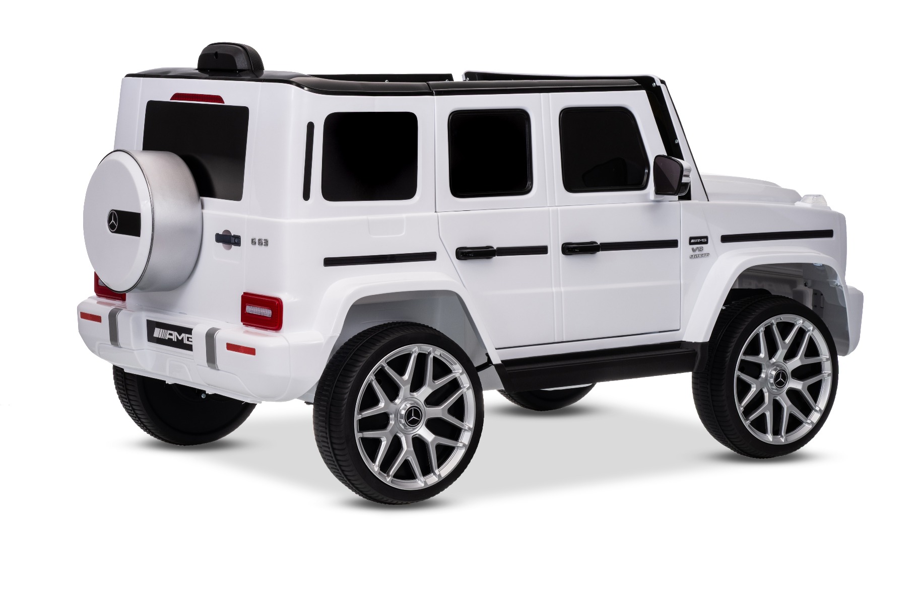 Mașinuță electrică Mercedes G63 12V, alb, scaun individual, suspensii față/spate, baterie litiu, telecomandă 2.4 GHz, 2XMOTOR, USB, Bluetooth, licență ORIGINALĂ - imagine 16