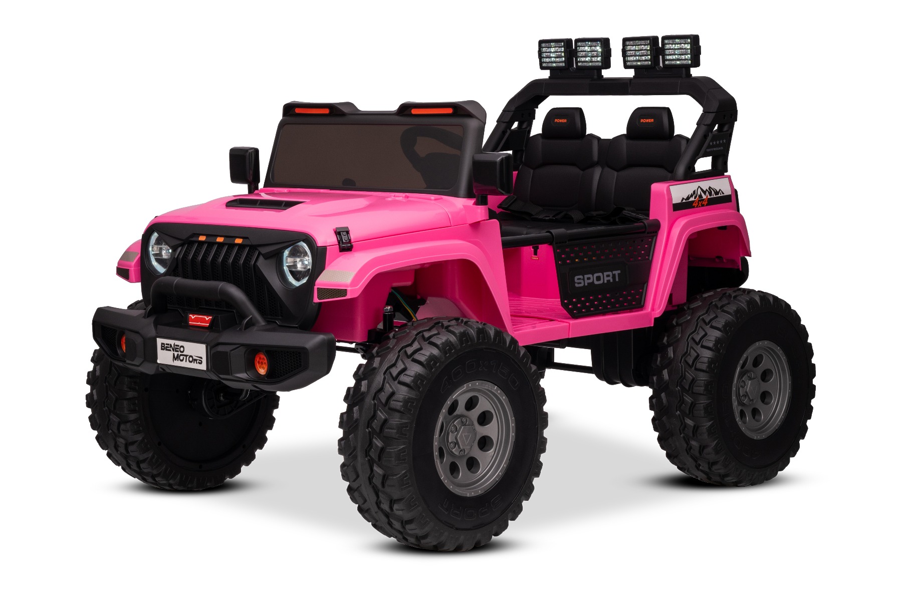 Maşinuţa electrica copii OFFRIDE 4x4² cu două locuri, 24V, roz, player MP3 cu intrare USB/AUX, transmisie 4x4, baterie litiu, roți EVA cu suspensie, telecomandă, lumini LED - imagine 3