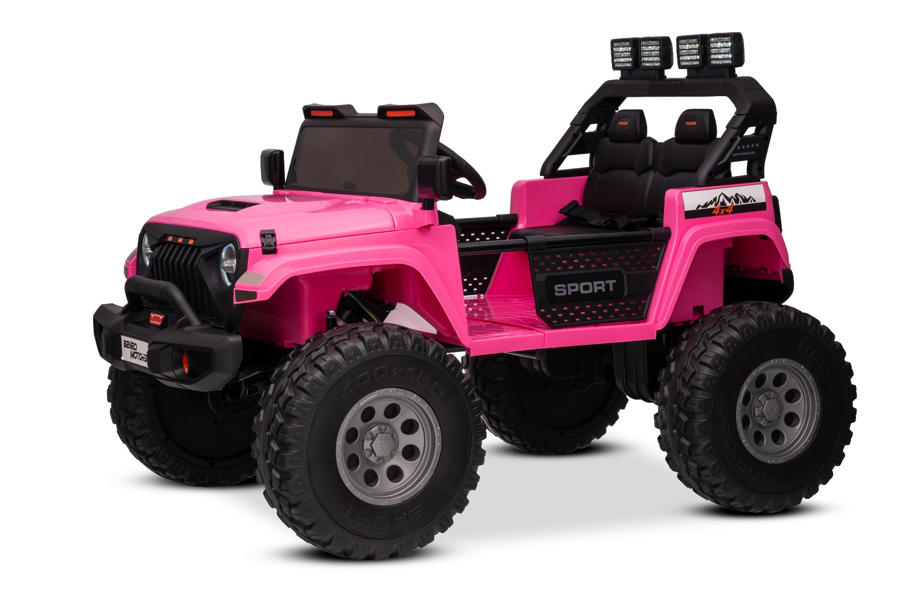 Maşinuţa electrica copii OFFRIDE 4x4² cu două locuri, 24V, roz, player MP3 cu intrare USB/AUX, transmisie 4x4, baterie litiu, roți EVA cu suspensie, telecomandă, lumini LED - imagine 4