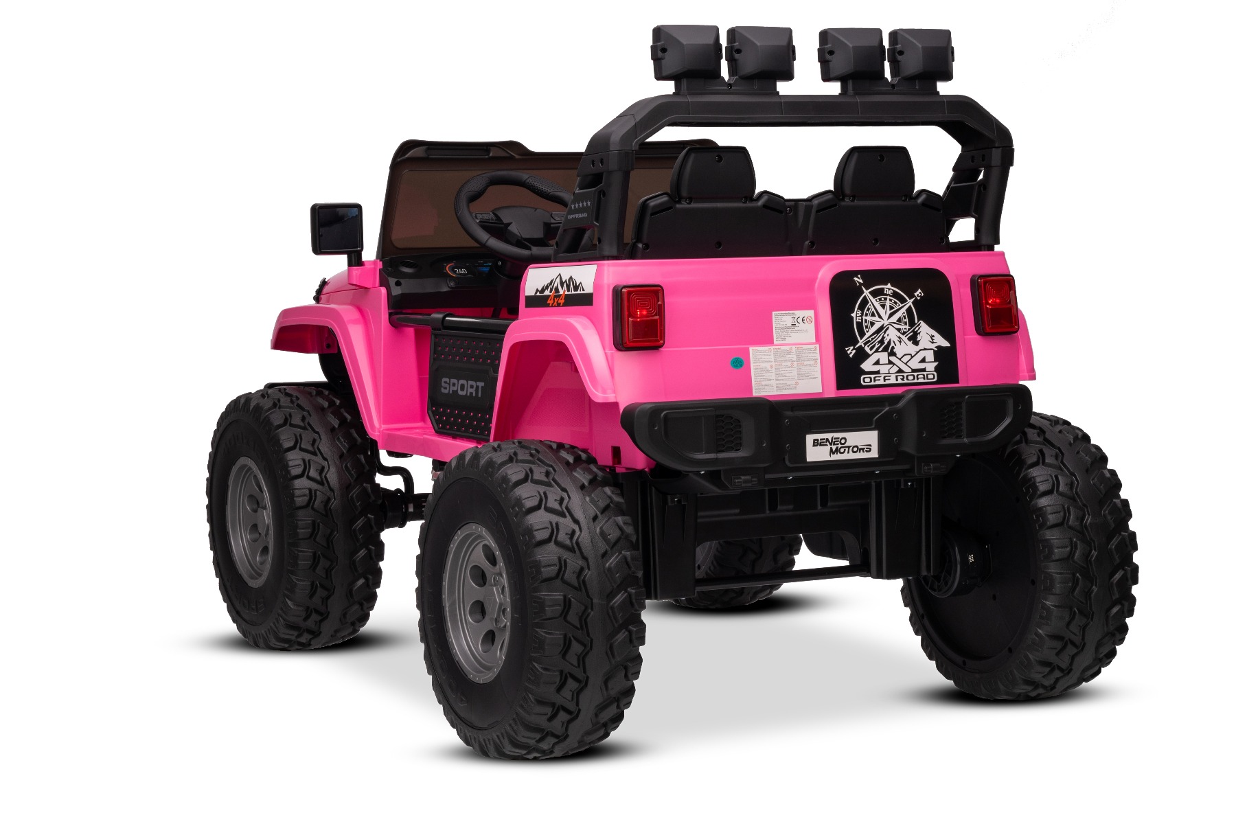 Maşinuţa electrica copii OFFRIDE 4x4² cu două locuri, 24V, roz, player MP3 cu intrare USB/AUX, transmisie 4x4, baterie litiu, roți EVA cu suspensie, telecomandă, lumini LED - imagine 10