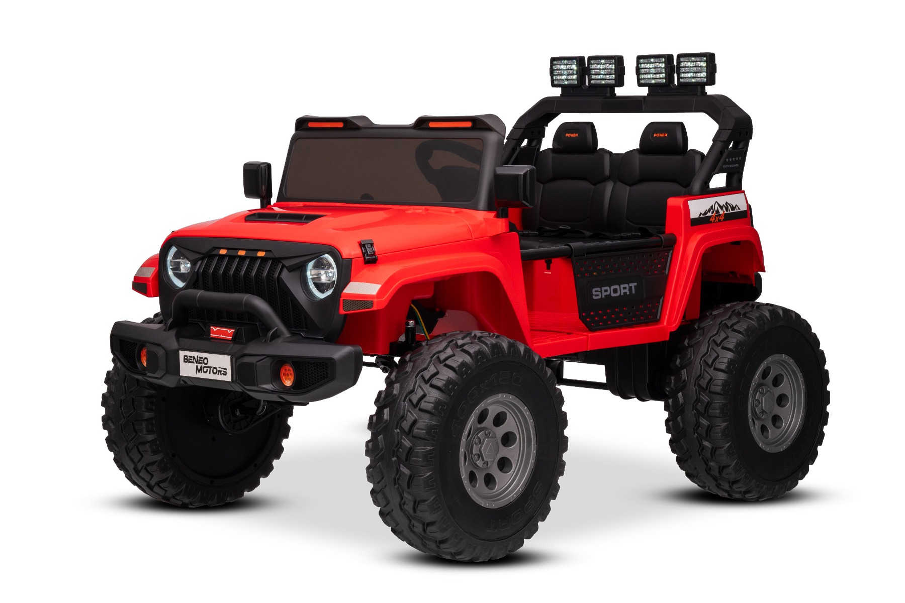 Maşinuţa electrica copii OFFRIDE 4x4² cu două locuri, 24V, roșu, player MP3 cu intrare USB/AUX, transmisie 4x4, baterie litiu, roți EVA cu suspensie, telecomandă, lumini LED - imagine 2