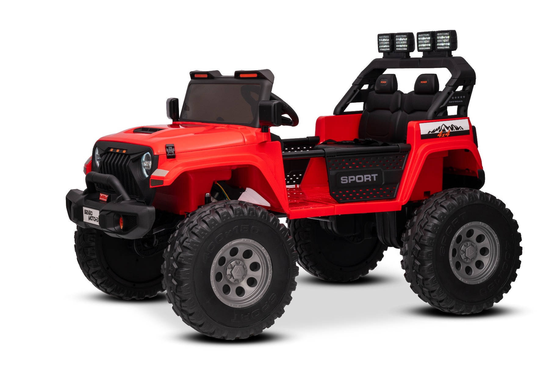 Maşinuţa electrica copii OFFRIDE 4x4² cu două locuri, 24V, roșu, player MP3 cu intrare USB/AUX, transmisie 4x4, baterie litiu, roți EVA cu suspensie, telecomandă, lumini LED - imagine 3