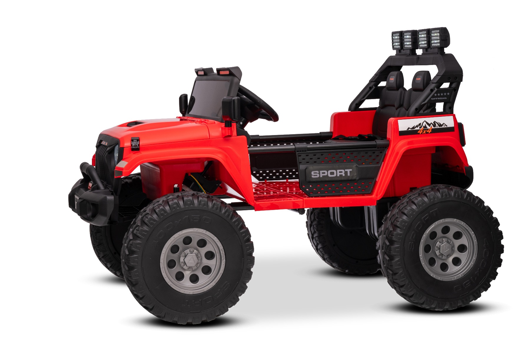 Maşinuţa electrica copii OFFRIDE 4x4² cu două locuri, 24V, roșu, player MP3 cu intrare USB/AUX, transmisie 4x4, baterie litiu, roți EVA cu suspensie, telecomandă, lumini LED - imagine 4