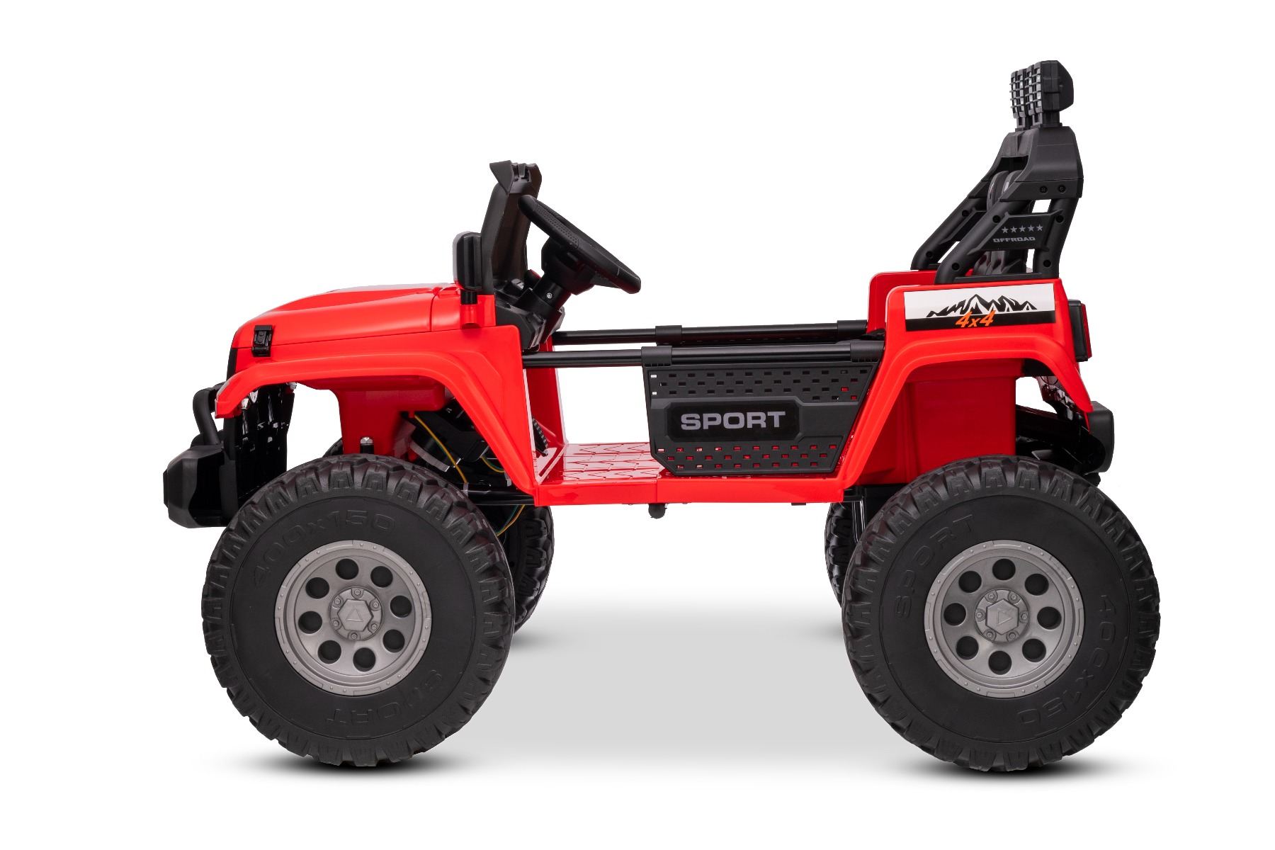 Maşinuţa electrica copii OFFRIDE 4x4² cu două locuri, 24V, roșu, player MP3 cu intrare USB/AUX, transmisie 4x4, baterie litiu, roți EVA cu suspensie, telecomandă, lumini LED - imagine 5