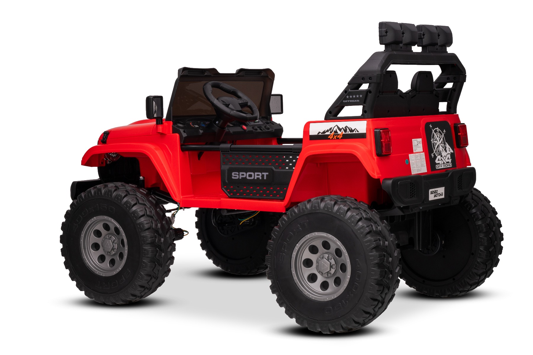 Maşinuţa electrica copii OFFRIDE 4x4² cu două locuri, 24V, roșu, player MP3 cu intrare USB/AUX, transmisie 4x4, baterie litiu, roți EVA cu suspensie, telecomandă, lumini LED - imagine 7