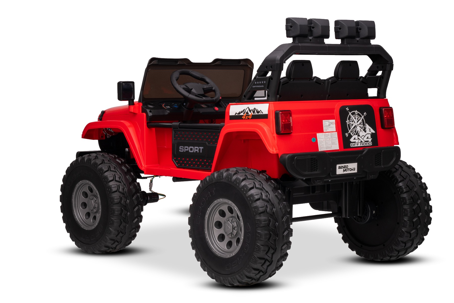 Maşinuţa electrica copii OFFRIDE 4x4² cu două locuri, 24V, roșu, player MP3 cu intrare USB/AUX, transmisie 4x4, baterie litiu, roți EVA cu suspensie, telecomandă, lumini LED - imagine 8