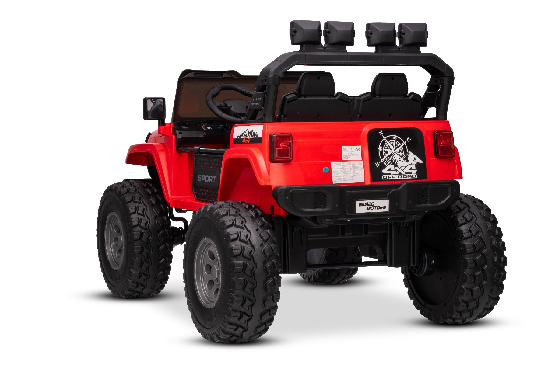 Maşinuţa electrica copii OFFRIDE 4x4² cu două locuri, 24V, roșu, player MP3 cu intrare USB/AUX, transmisie 4x4, baterie litiu, roți EVA cu suspensie, telecomandă, lumini LED - imagine 9