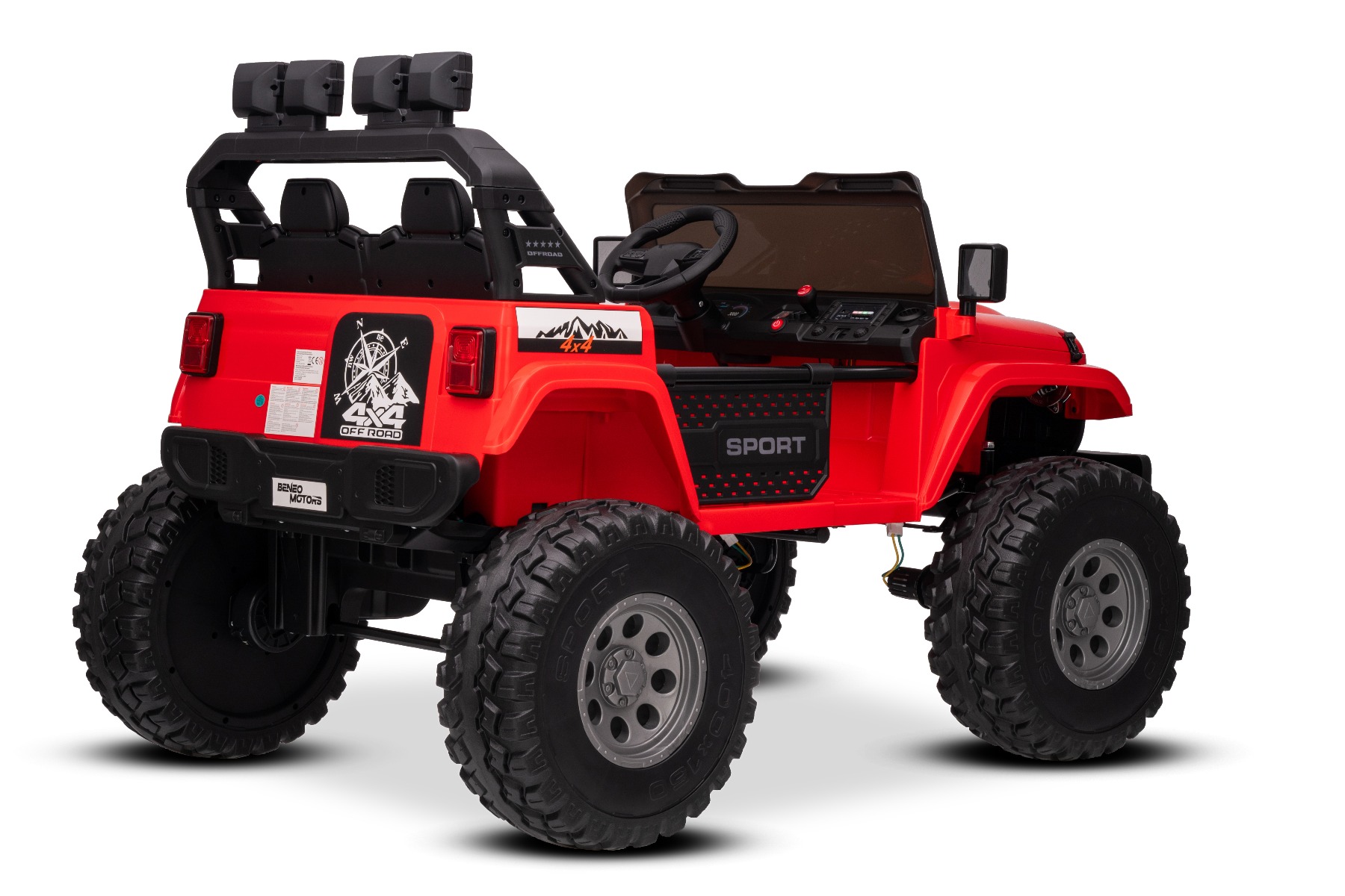Maşinuţa electrica copii OFFRIDE 4x4² cu două locuri, 24V, roșu, player MP3 cu intrare USB/AUX, transmisie 4x4, baterie litiu, roți EVA cu suspensie, telecomandă, lumini LED - imagine 14