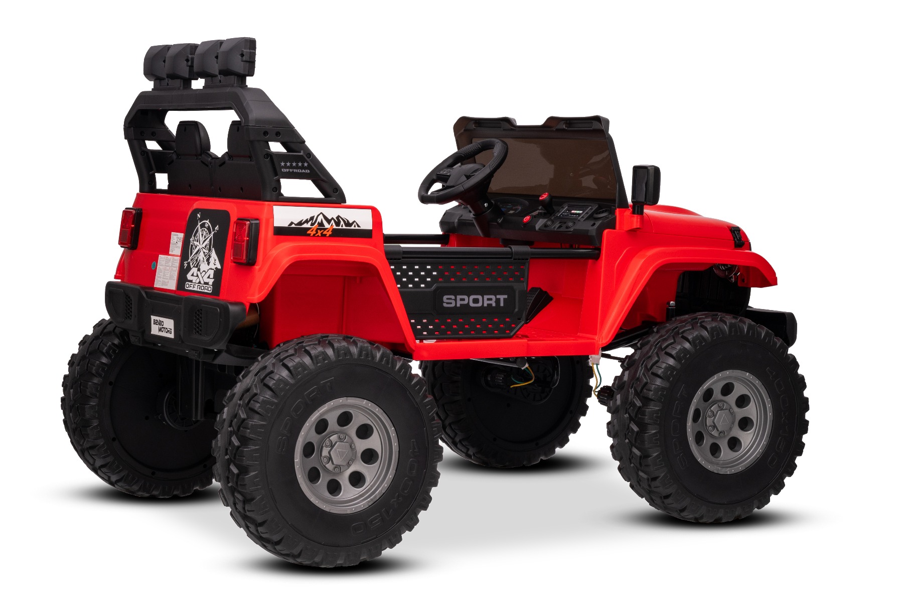 Maşinuţa electrica copii OFFRIDE 4x4² cu două locuri, 24V, roșu, player MP3 cu intrare USB/AUX, transmisie 4x4, baterie litiu, roți EVA cu suspensie, telecomandă, lumini LED - imagine 15