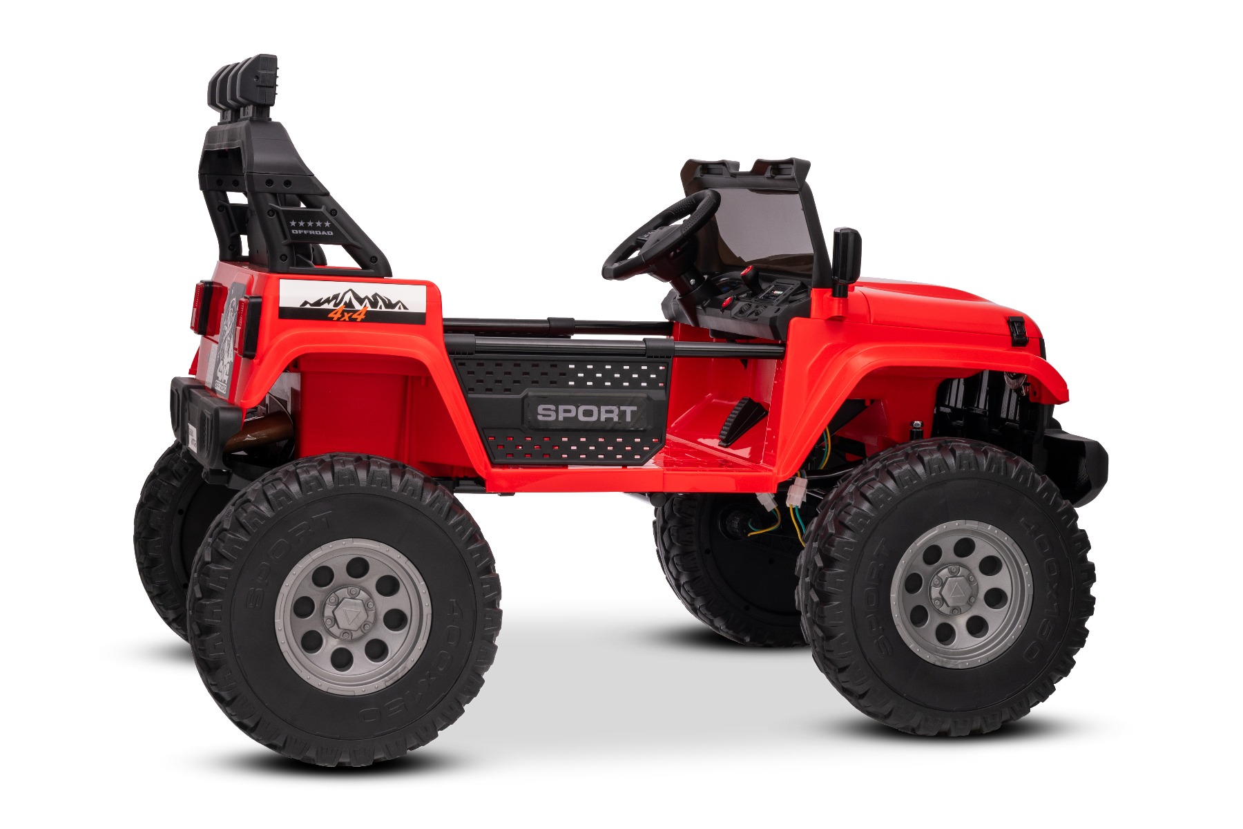 Maşinuţa electrica copii OFFRIDE 4x4² cu două locuri, 24V, roșu, player MP3 cu intrare USB/AUX, transmisie 4x4, baterie litiu, roți EVA cu suspensie, telecomandă, lumini LED - imagine 16