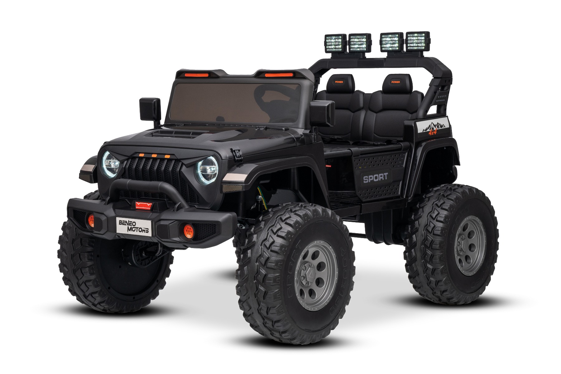 Maşinuţa electrica copii OFFRIDE 4x4² cu două locuri, 24V, negru, player MP3 cu intrare USB/AUX, transmisie 4x4, baterie litiu, roți EVA cu suspensie, telecomandă, lumini LED - imagine 2