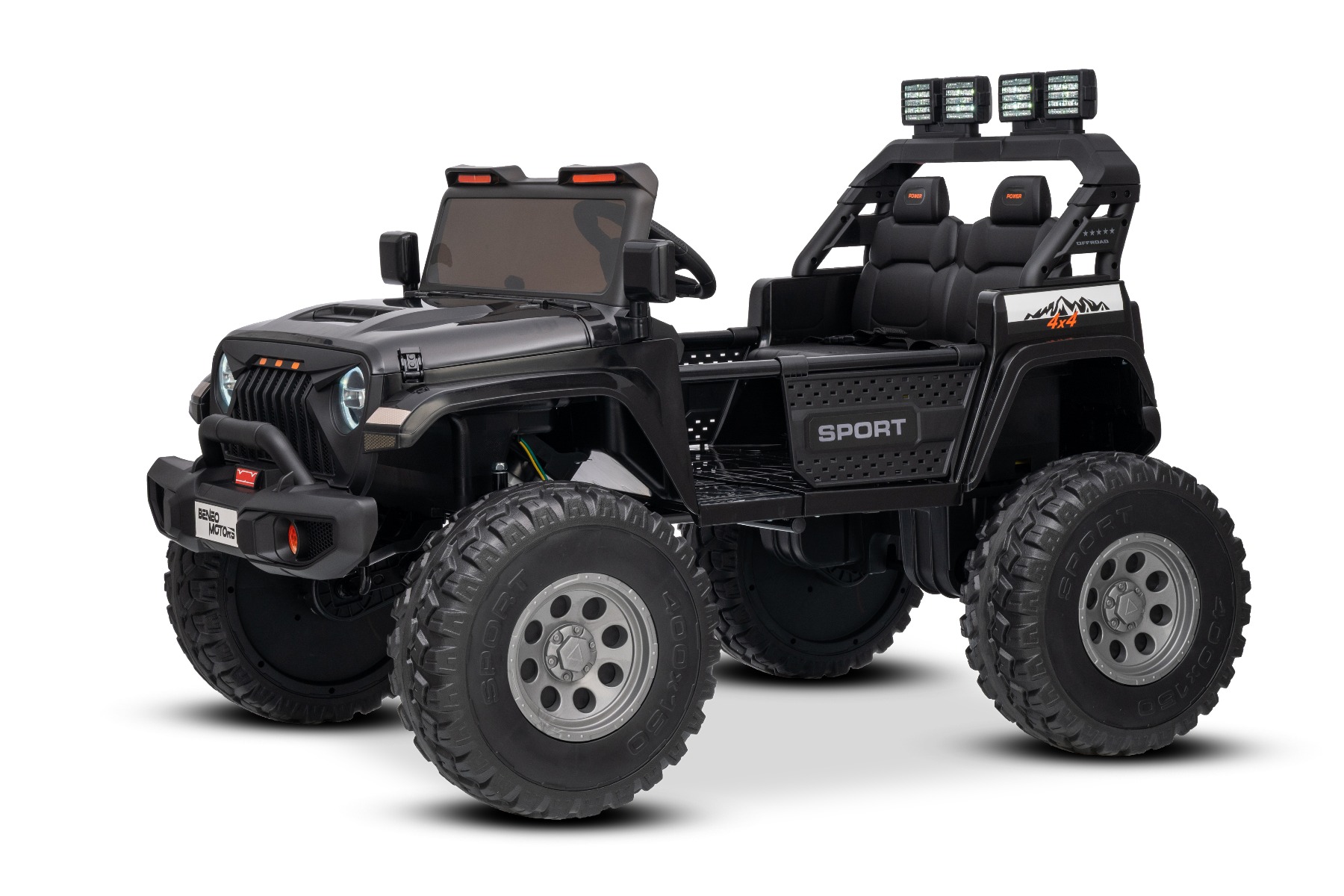 Maşinuţa electrica copii OFFRIDE 4x4² cu două locuri, 24V, negru, player MP3 cu intrare USB/AUX, transmisie 4x4, baterie litiu, roți EVA cu suspensie, telecomandă, lumini LED - imagine 3
