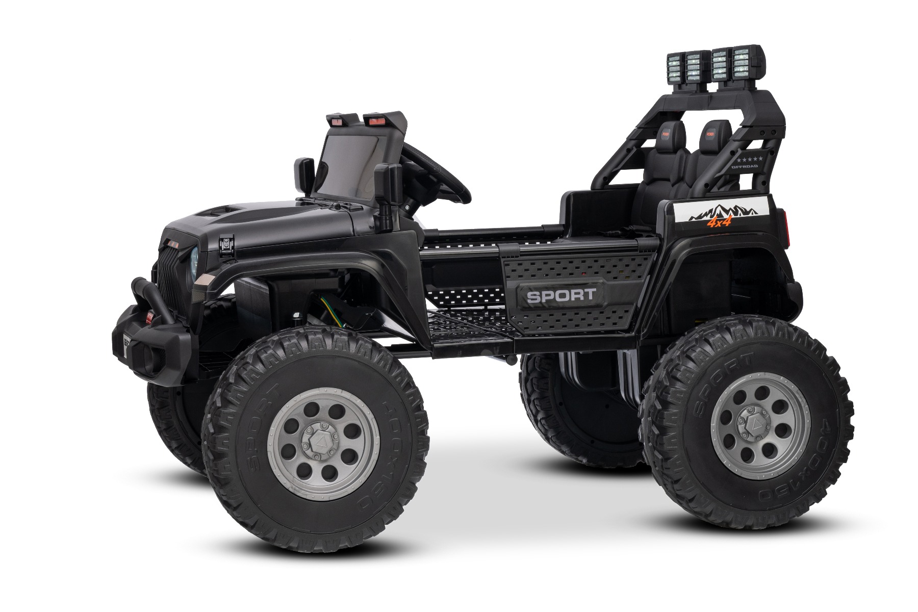 Maşinuţa electrica copii OFFRIDE 4x4² cu două locuri, 24V, negru, player MP3 cu intrare USB/AUX, transmisie 4x4, baterie litiu, roți EVA cu suspensie, telecomandă, lumini LED - imagine 4