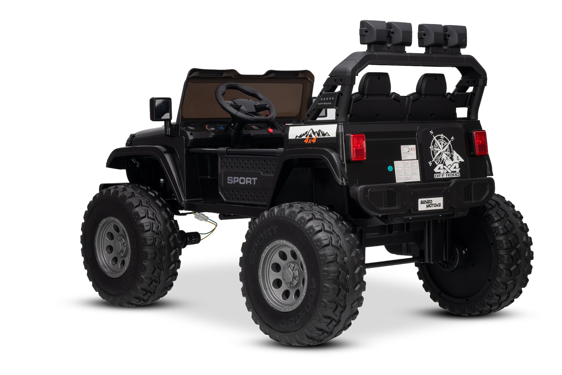 Maşinuţa electrica copii OFFRIDE 4x4² cu două locuri, 24V, negru, player MP3 cu intrare USB/AUX, transmisie 4x4, baterie litiu, roți EVA cu suspensie, telecomandă, lumini LED - imagine 8