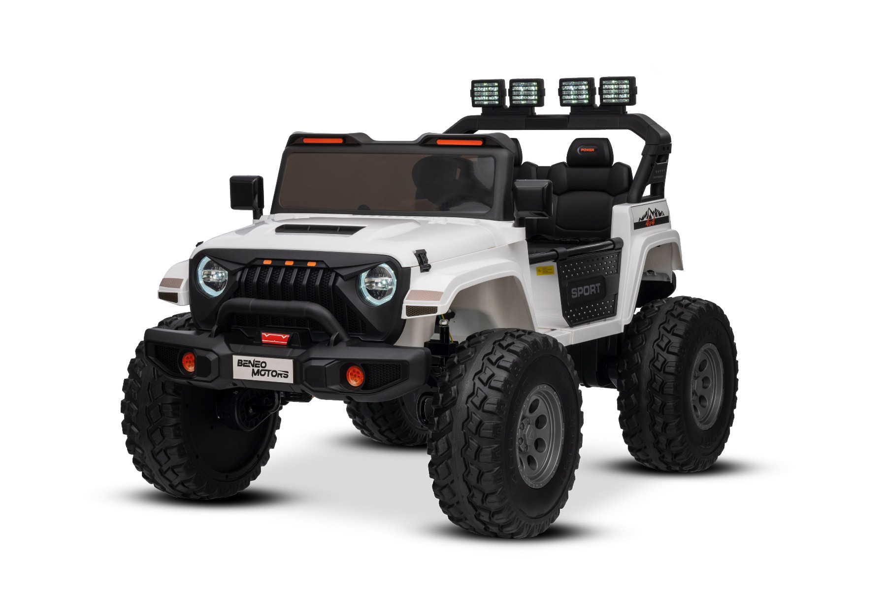 Maşinuţa electrica copii OFFRIDE 4x4² cu două locuri, 24V, alb, player MP3 cu intrare USB/AUX, transmisie 4x4, baterie litiu, roți EVA cu suspensie, telecomandă, lumini LED - imagine 2
