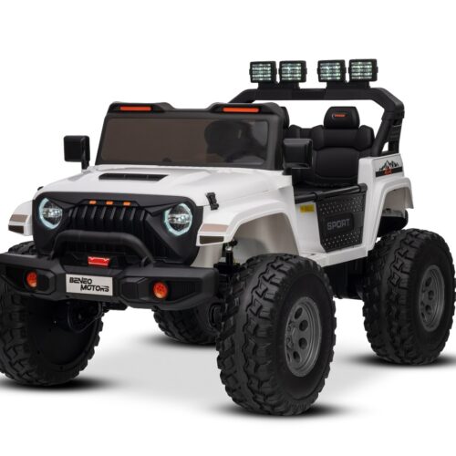 Maşinuţa electrica copii OFFRIDE 4×4² cu două locuri, 24V, alb, player MP3 cu intrare USB/AUX, transmisie 4×4, baterie litiu, roți EVA cu suspensie, telecomandă, lumini LED