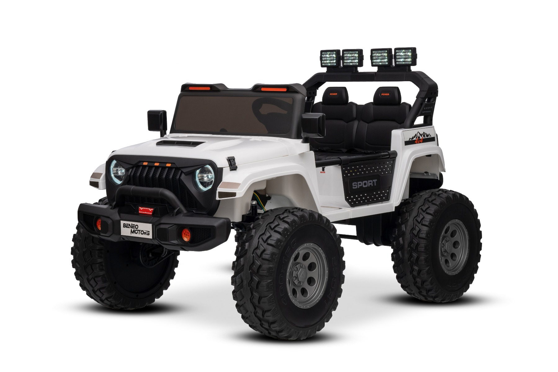 Maşinuţa electrica copii OFFRIDE 4x4² cu două locuri, 24V, alb, player MP3 cu intrare USB/AUX, transmisie 4x4, baterie litiu, roți EVA cu suspensie, telecomandă, lumini LED - imagine 3