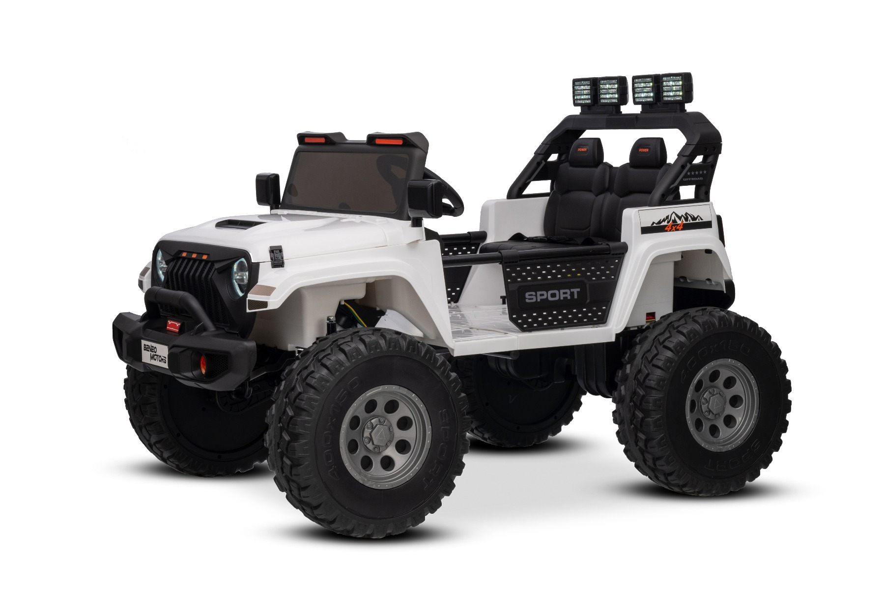 Maşinuţa electrica copii OFFRIDE 4x4² cu două locuri, 24V, alb, player MP3 cu intrare USB/AUX, transmisie 4x4, baterie litiu, roți EVA cu suspensie, telecomandă, lumini LED - imagine 4