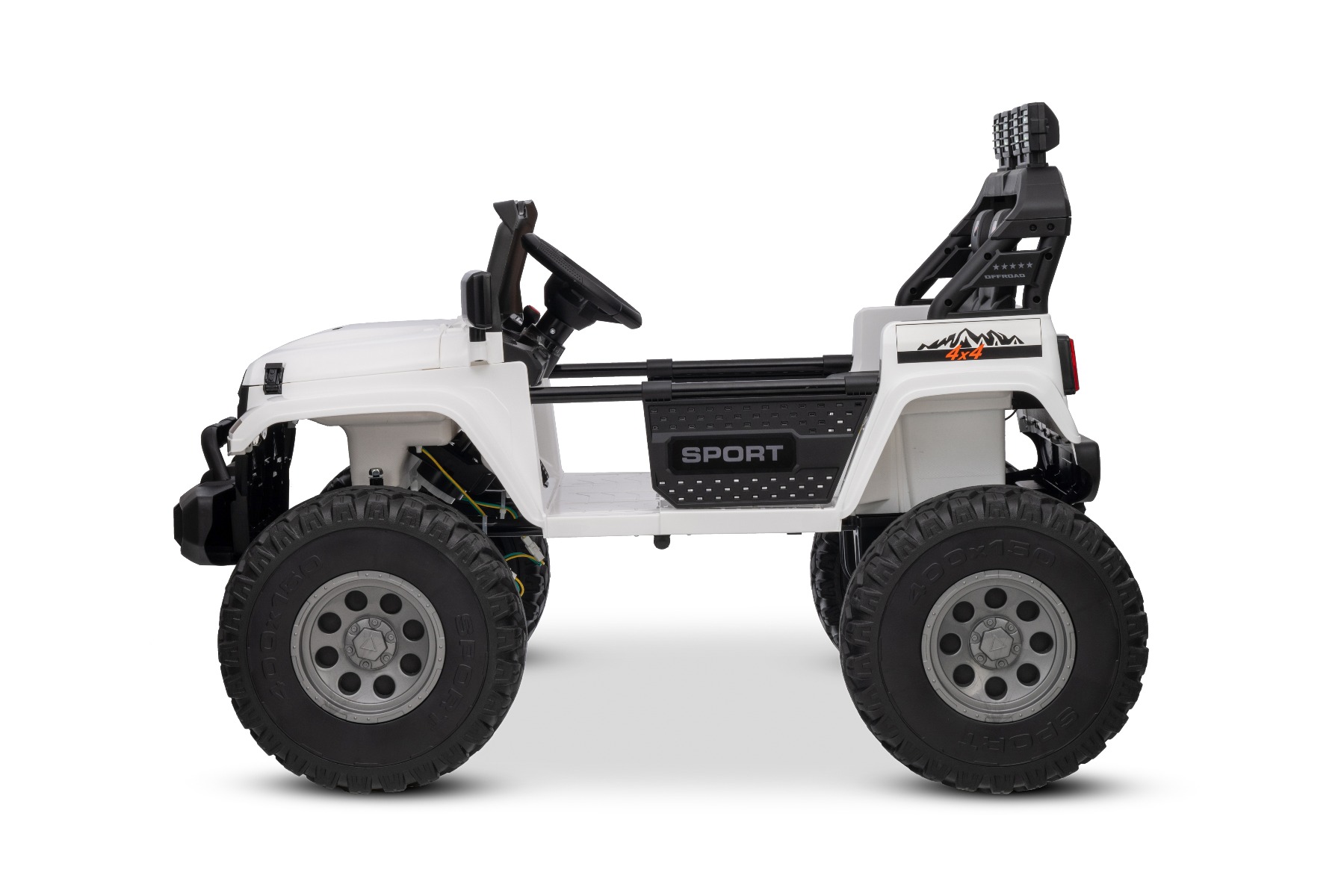 Maşinuţa electrica copii OFFRIDE 4x4² cu două locuri, 24V, alb, player MP3 cu intrare USB/AUX, transmisie 4x4, baterie litiu, roți EVA cu suspensie, telecomandă, lumini LED - imagine 6
